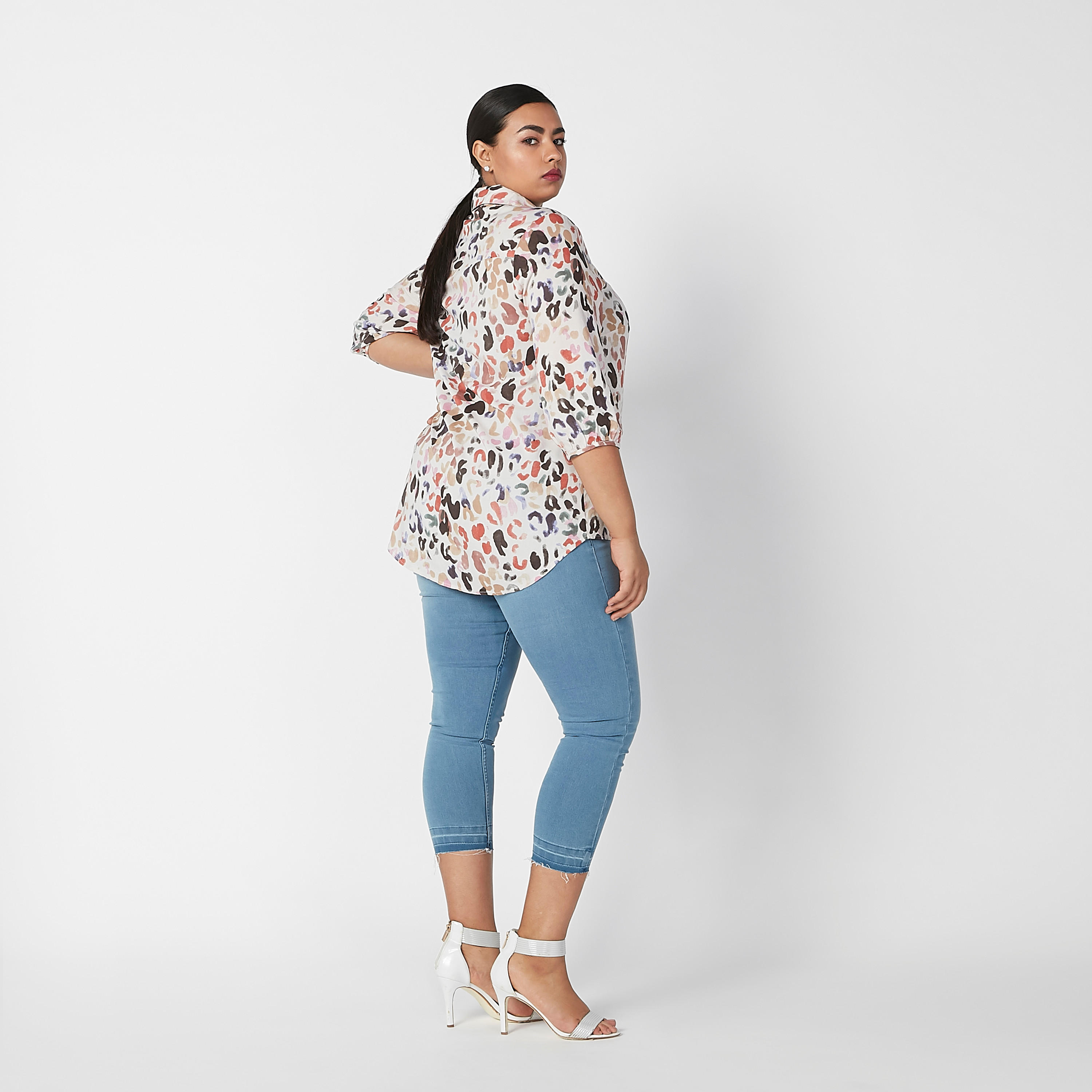 قميص بياقة عادية وأكمام 3/4 وطبعات-women-clothing-shirtsandblouses-blouses-image-5