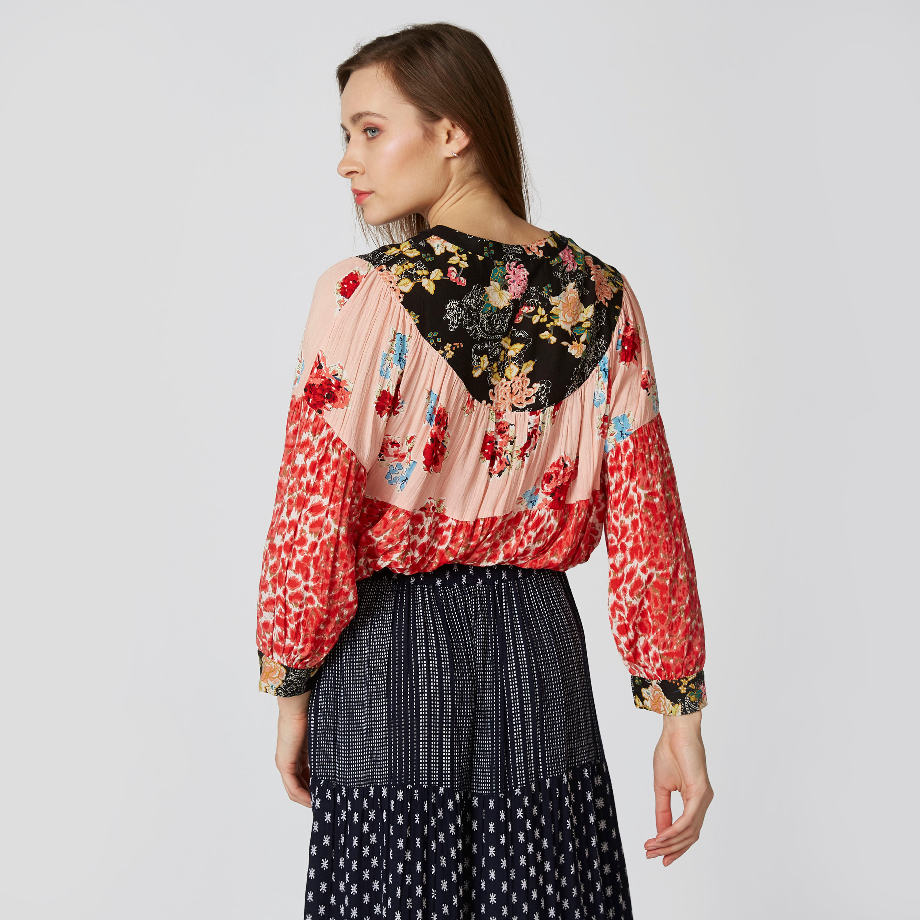 Floral Printed Top with Bishop Sleeves and Tie Ups-women-clothing-shirtsandblouses-blouses-image-2