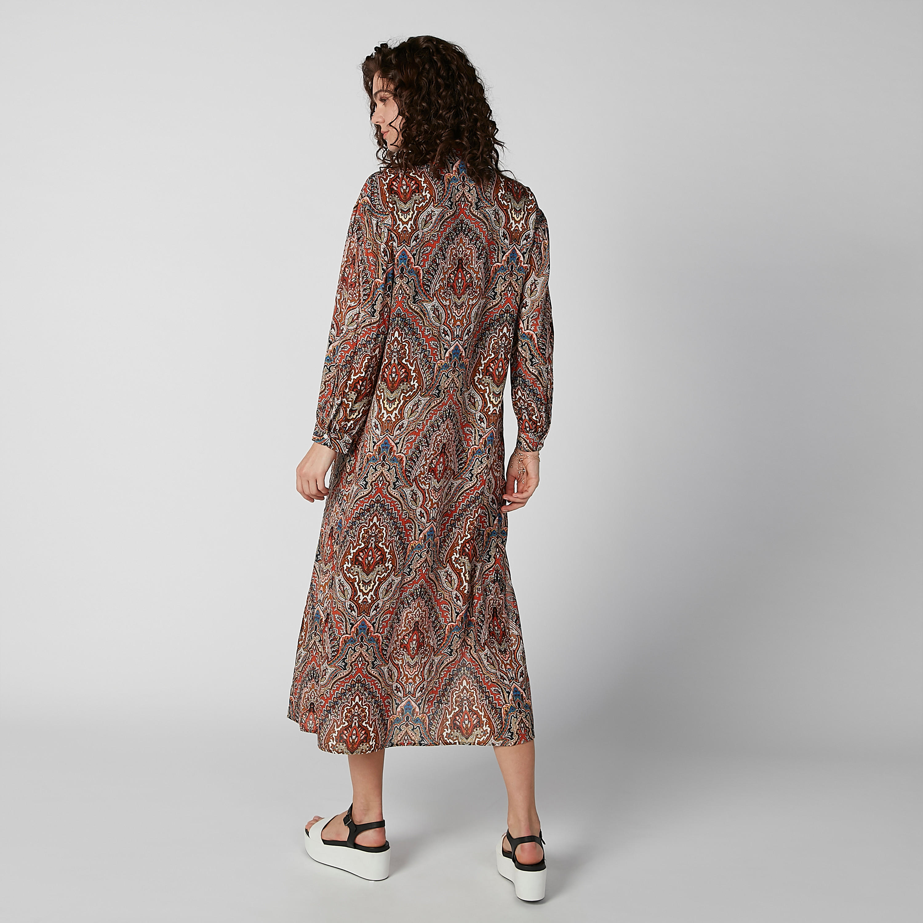 فستان ميدي إيه لاين بأكمام طويلة وفتحة جانبية وطبعات-women-clothing-dresses-image-3