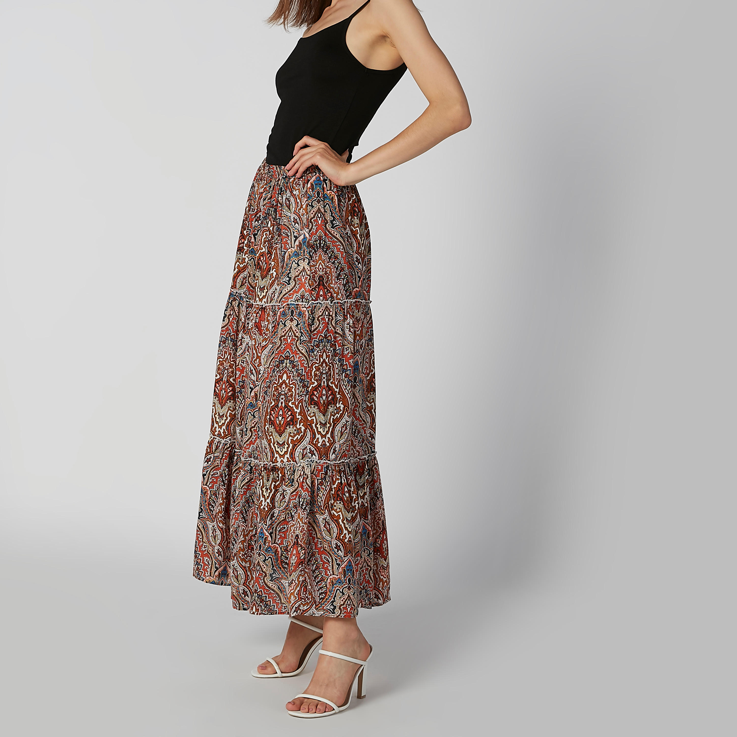 Printed Maxi A-line Skirt with Elasticised Waistband-women-clothing-bottoms-skirts-image-1