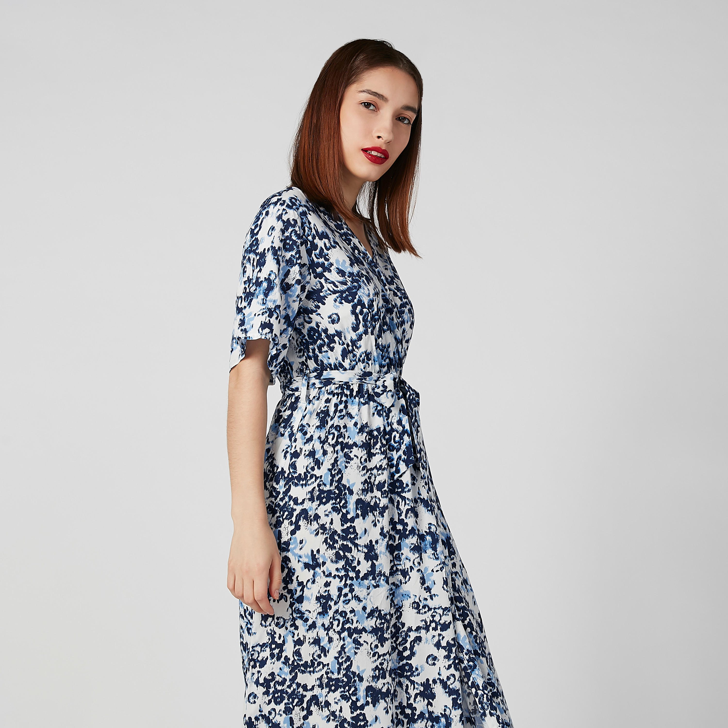 فستان إيه لاين طويل بأكمام قصيرة وأربطة وطبعات-women-clothing-dresses-image-2