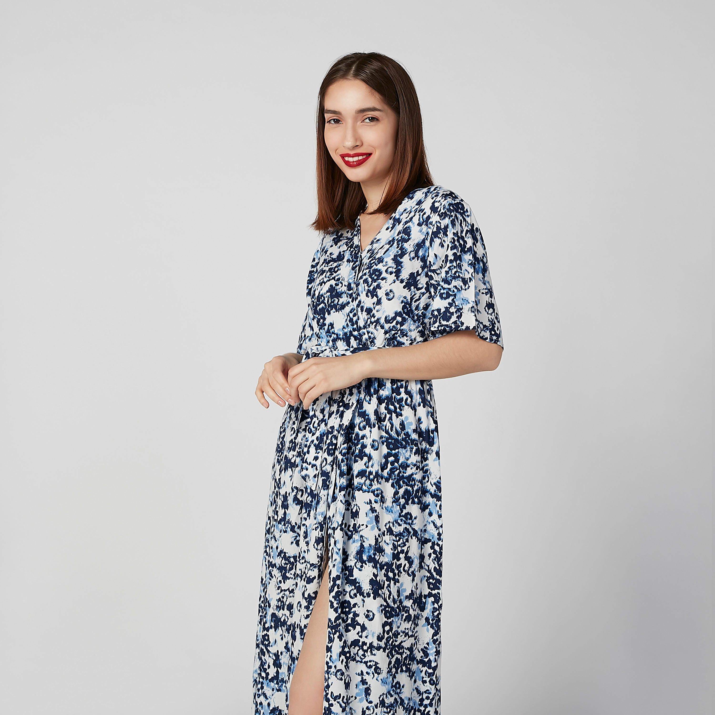 فستان إيه لاين طويل بأكمام قصيرة وأربطة وطبعات-women-clothing-dresses-image-6