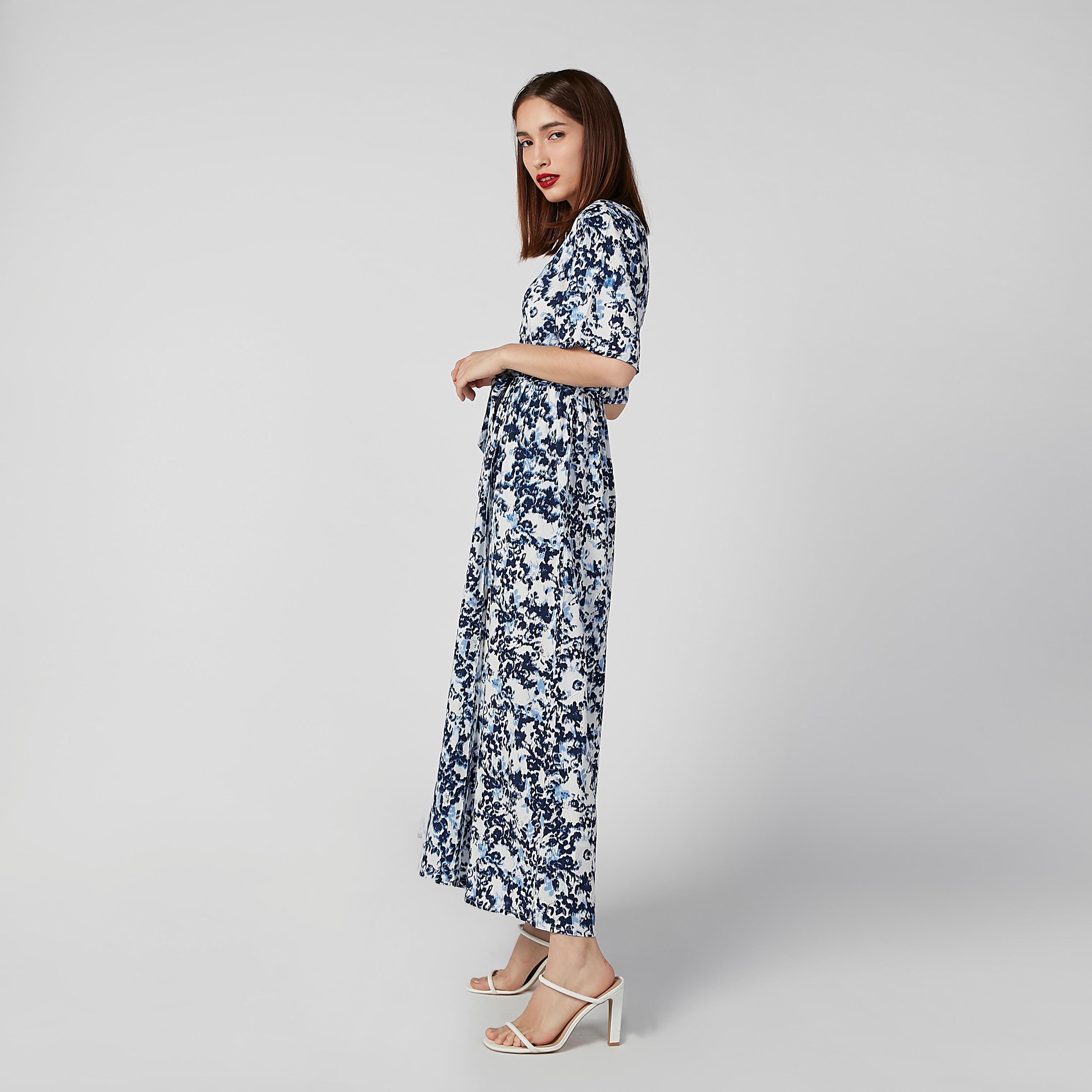 فستان إيه لاين طويل بأكمام قصيرة وأربطة وطبعات-women-clothing-dresses-image-7