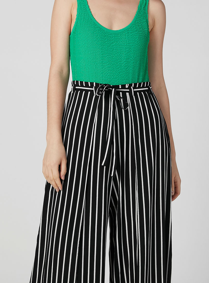 بنطلون بالازو مقلم بخصر مرن أربطة وفتحة جانبية-women-clothing-bottoms-trousers-image-3