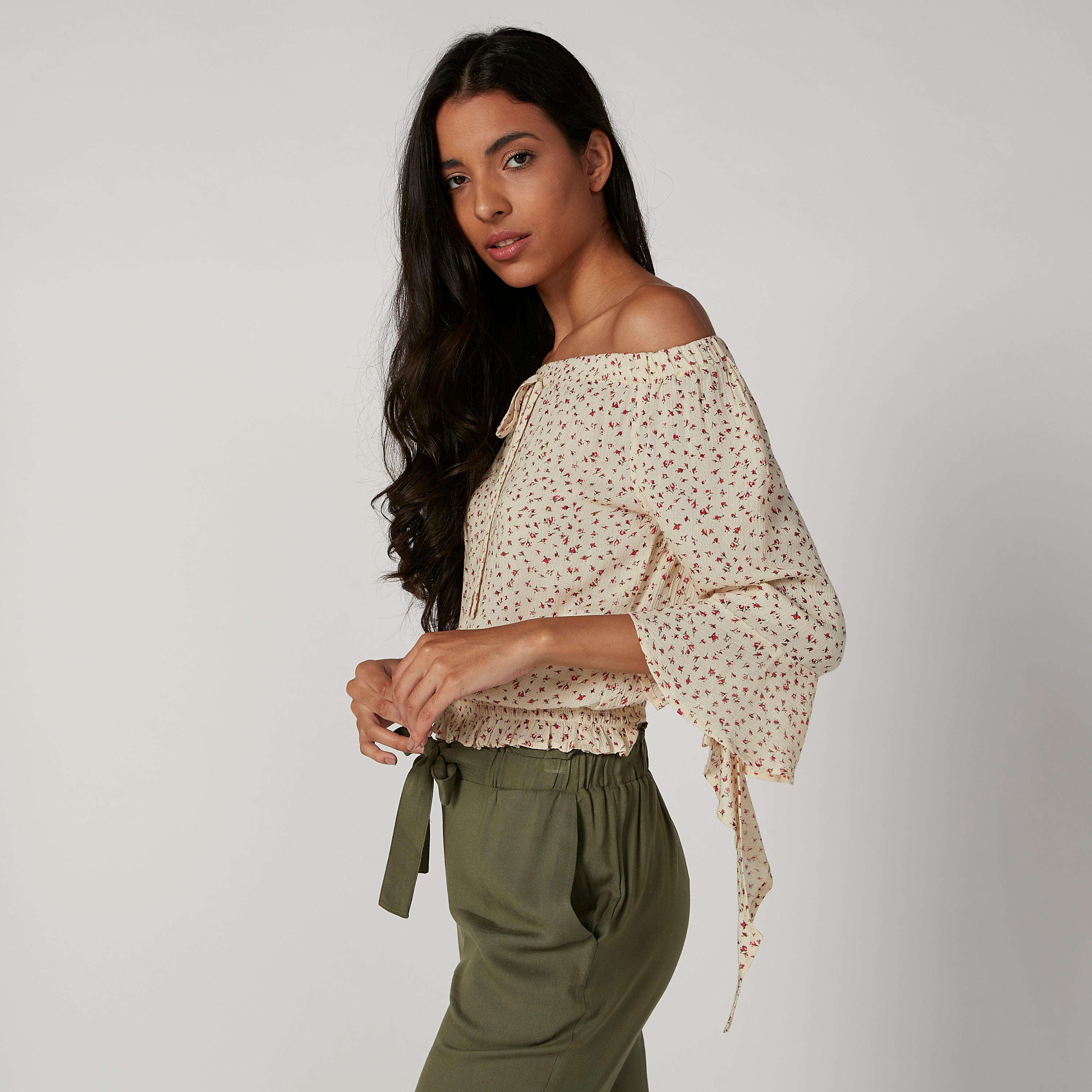 بلوزة مكشوفة الأكتاف بياقة مفتوحة وأكمام 3/4 وطبعات-women-clothing-shirtsandblouses-blouses-image-3