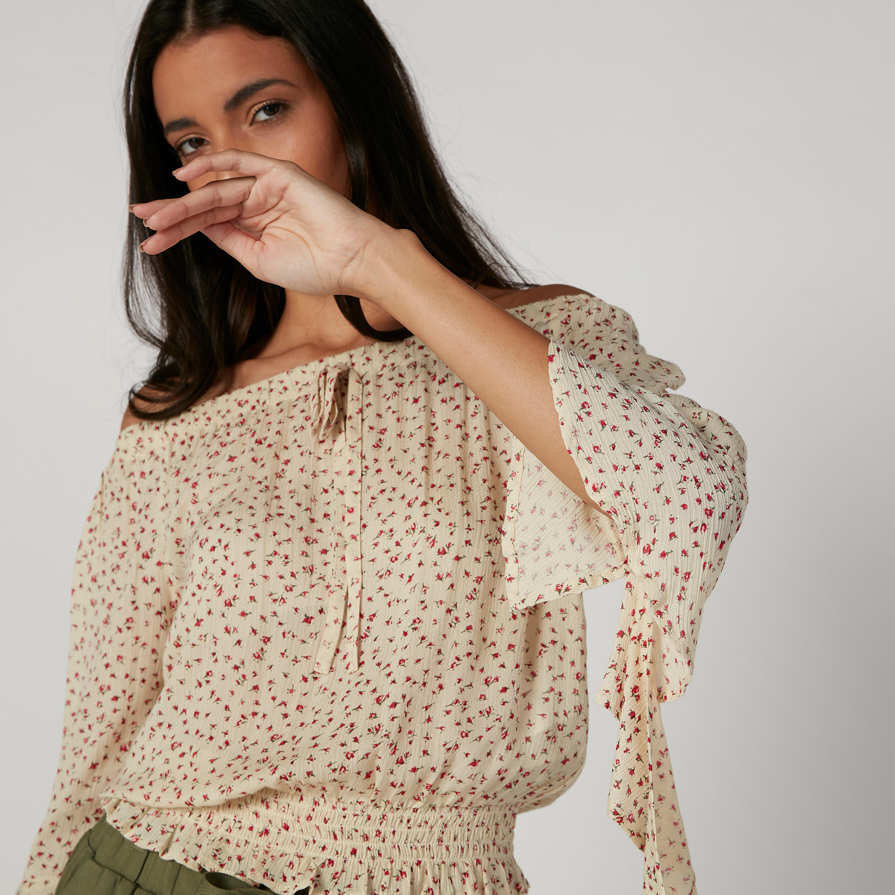 بلوزة مكشوفة الأكتاف بياقة مفتوحة وأكمام 3/4 وطبعات-women-clothing-shirtsandblouses-blouses-image-5