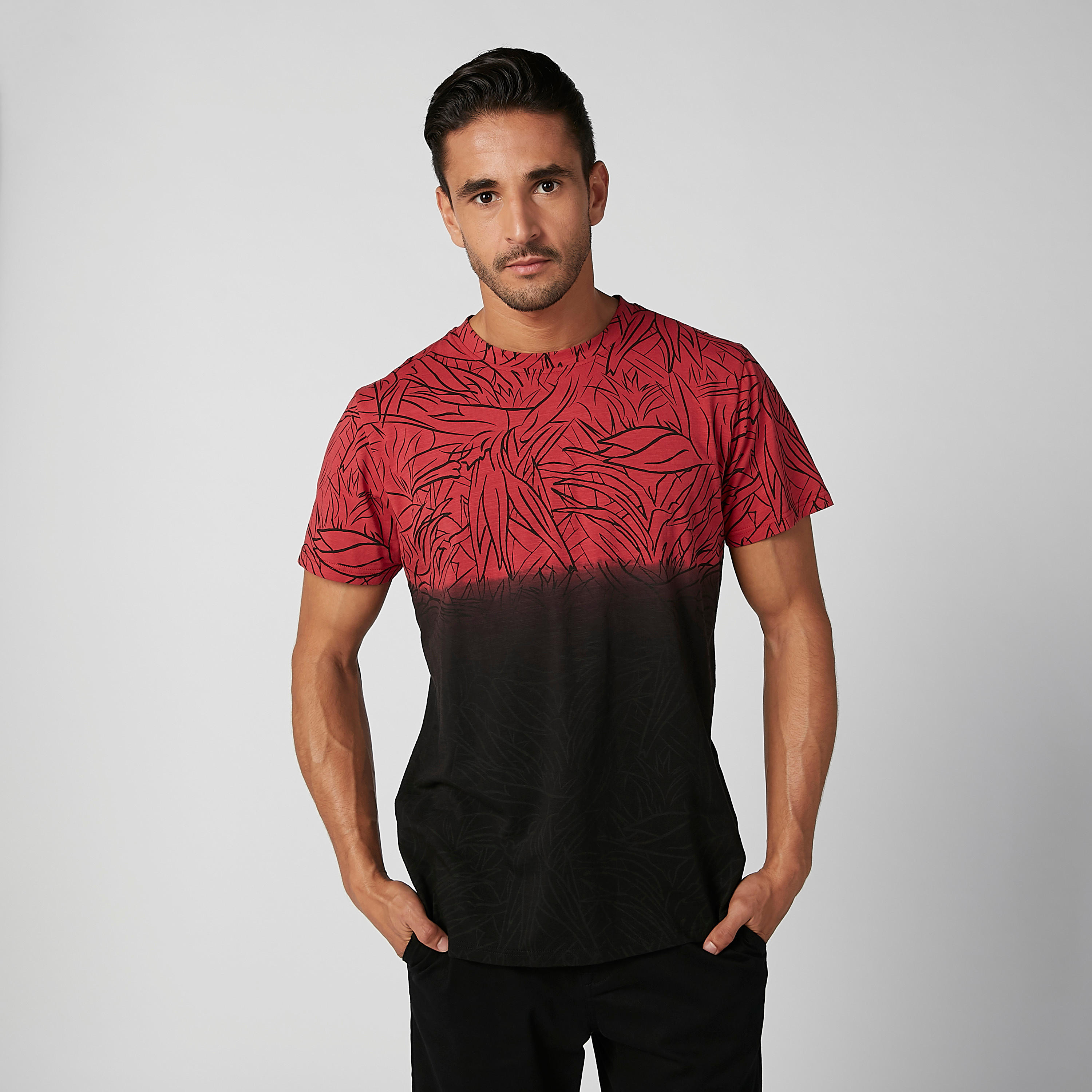 Printed T-shirt with Round Neck and Short Sleeves-men-clothing-tshirtsandpolos-tshirts-image-2