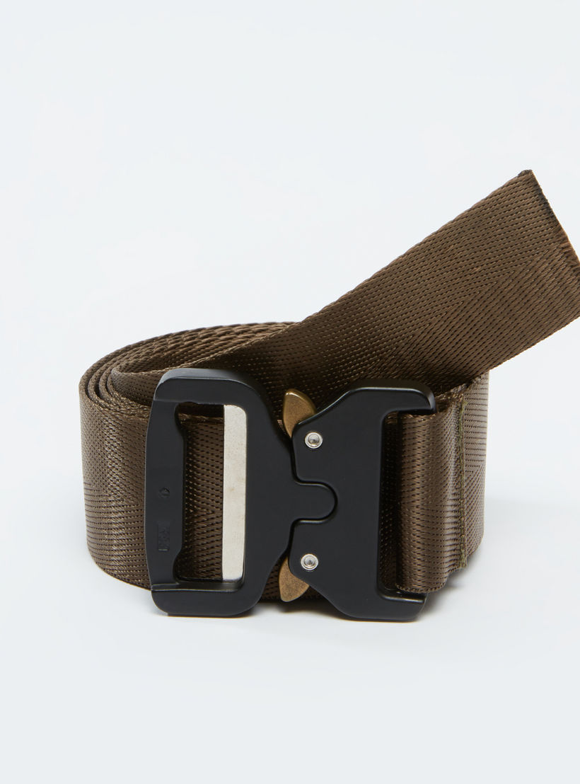 Textured Belt with Military Buckle Closure-men-beltsandwallets-belts-image-1