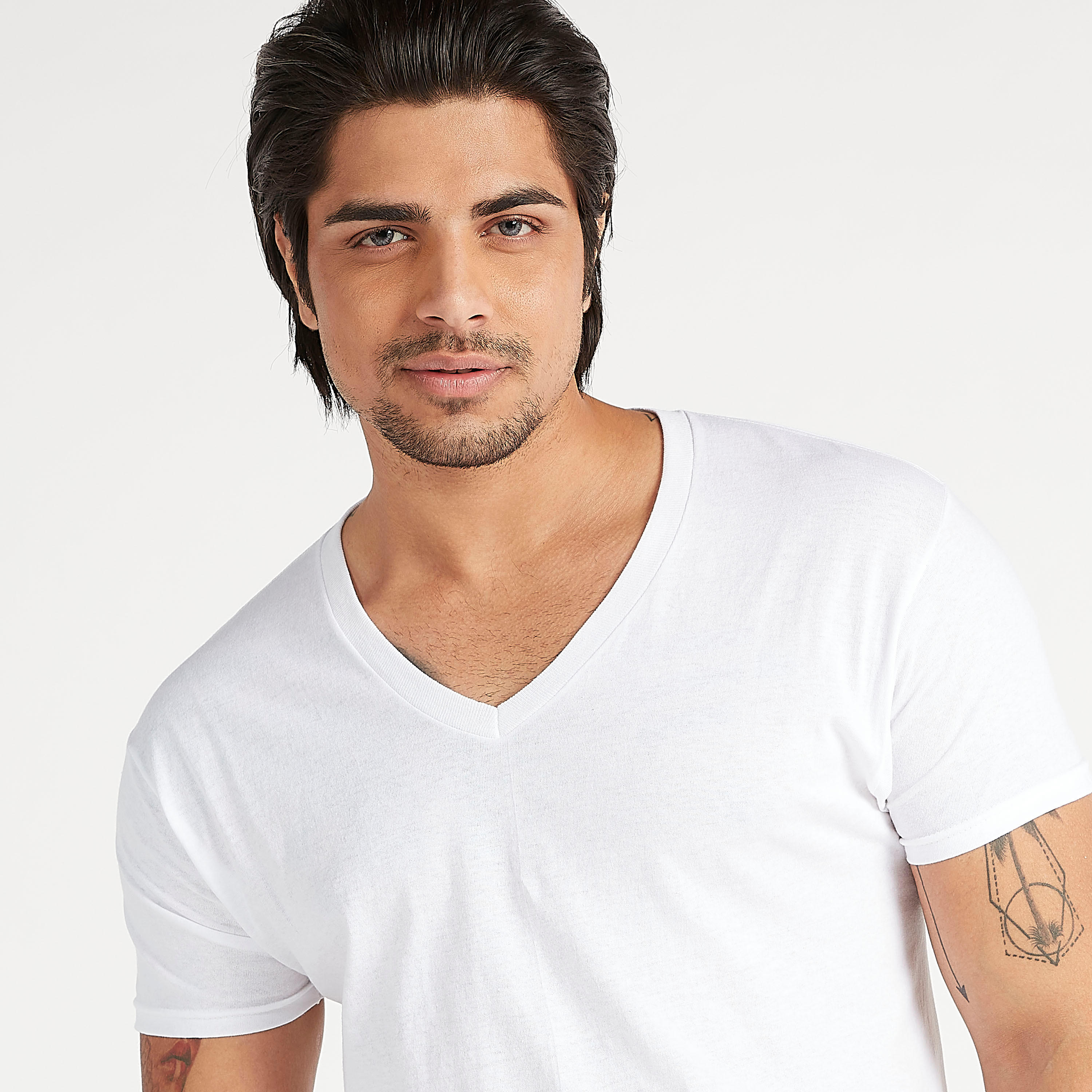 Set of 3 - Hanes Solid V-neck T-shirt with Short Sleeves-men-clothing-tshirtsandpolos-vests-image-3