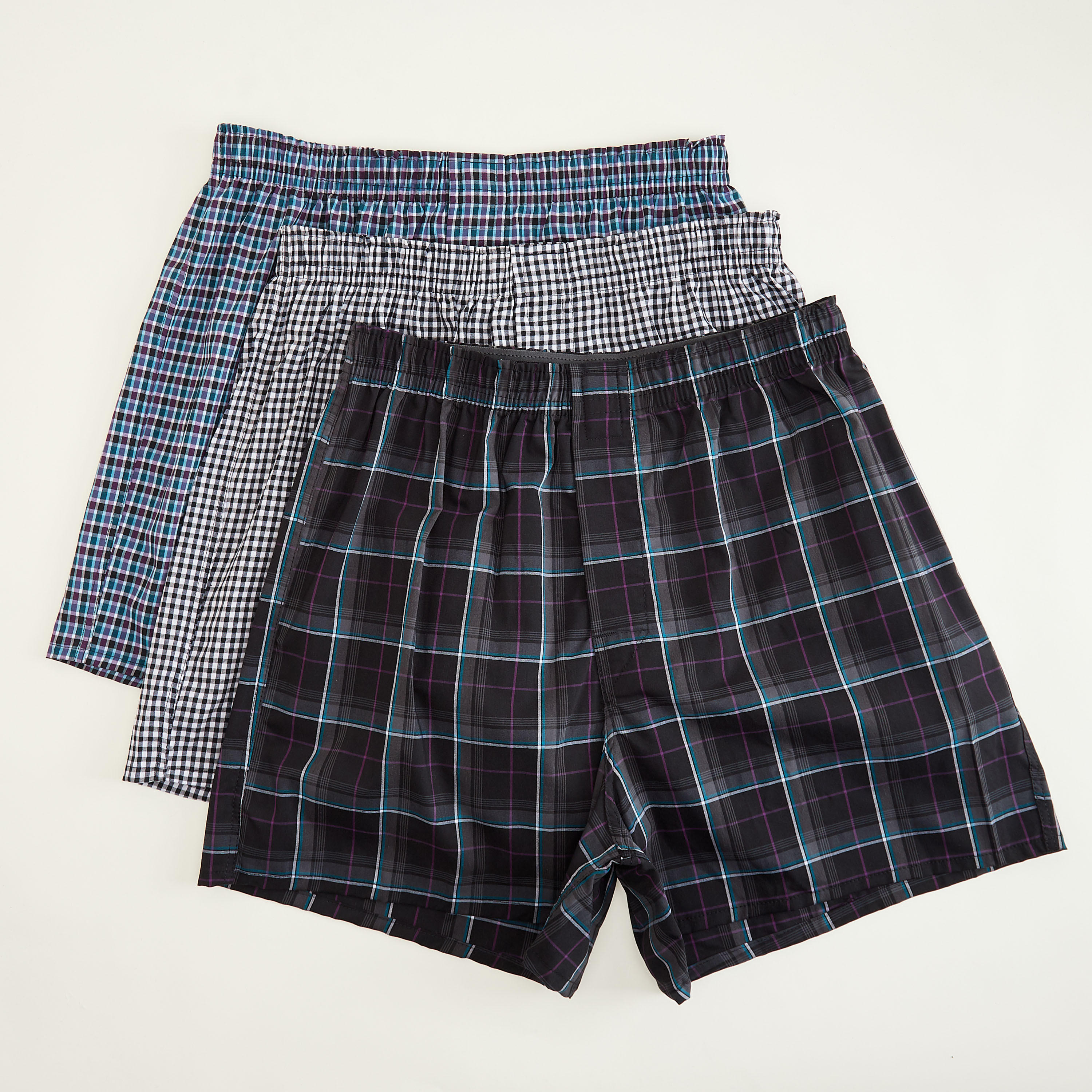 سراويل بوكسر داخلية كاروهات بخصر مطّاطي من هانس - طقم من 3 قطع-men-clothing-innerwear-underwear-image-1