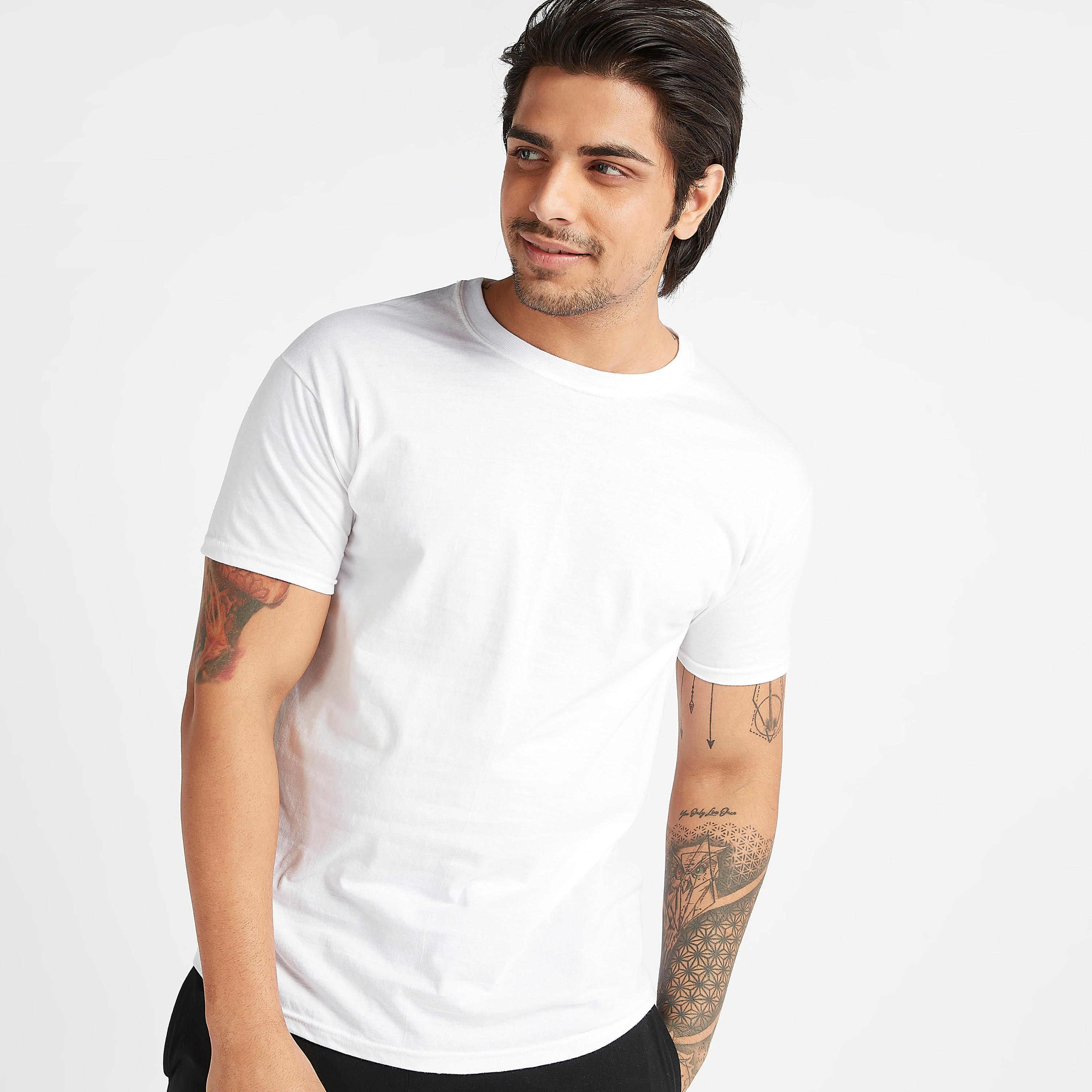 Set of 3 - Hanes Solid Crew Neck T-shirt with Short Sleeves-men-clothing-tshirtsandpolos-vests-image-1