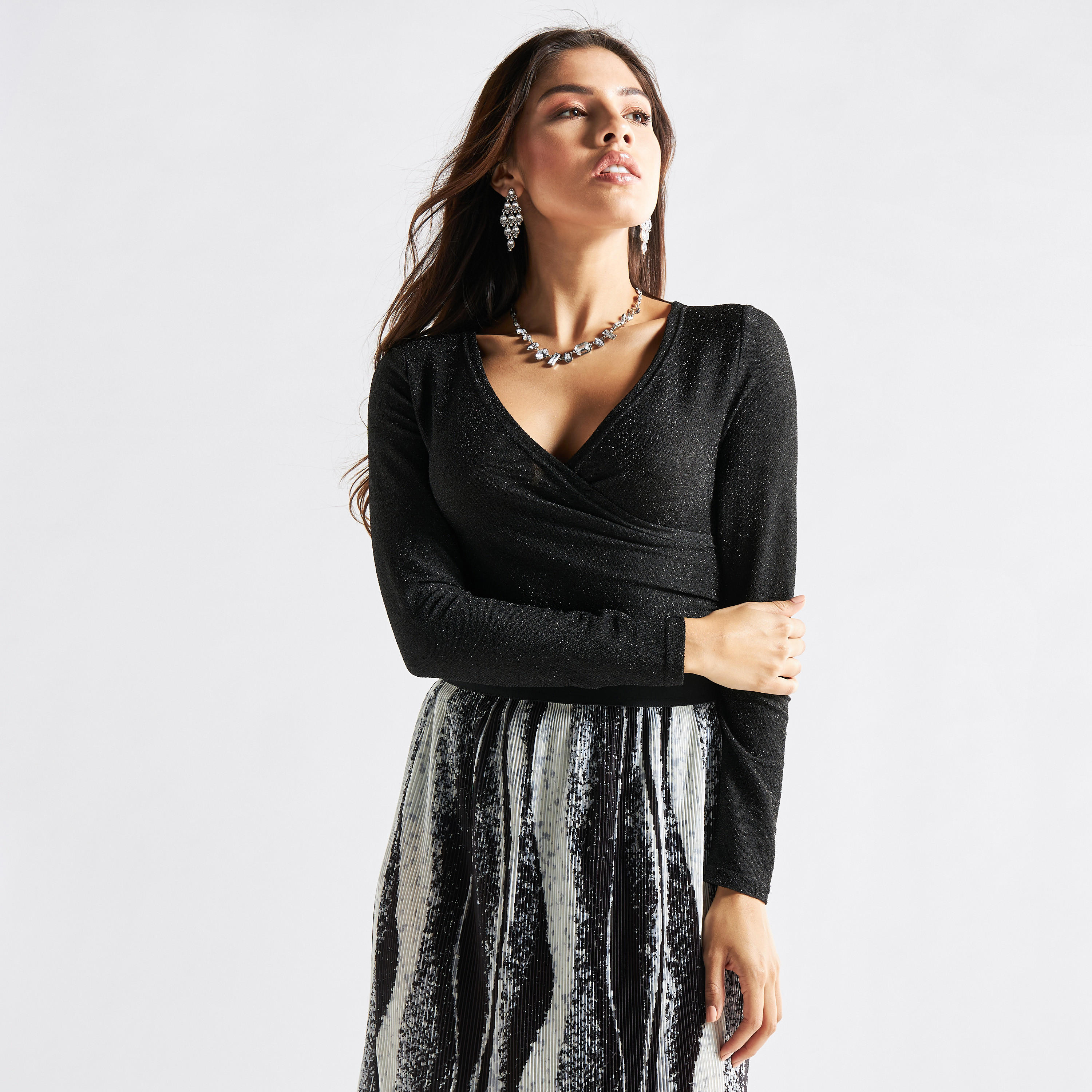 بودي سوت ملفوف بارز الملمس بأكمام طويلة-women-clothing-tshirts-image-4