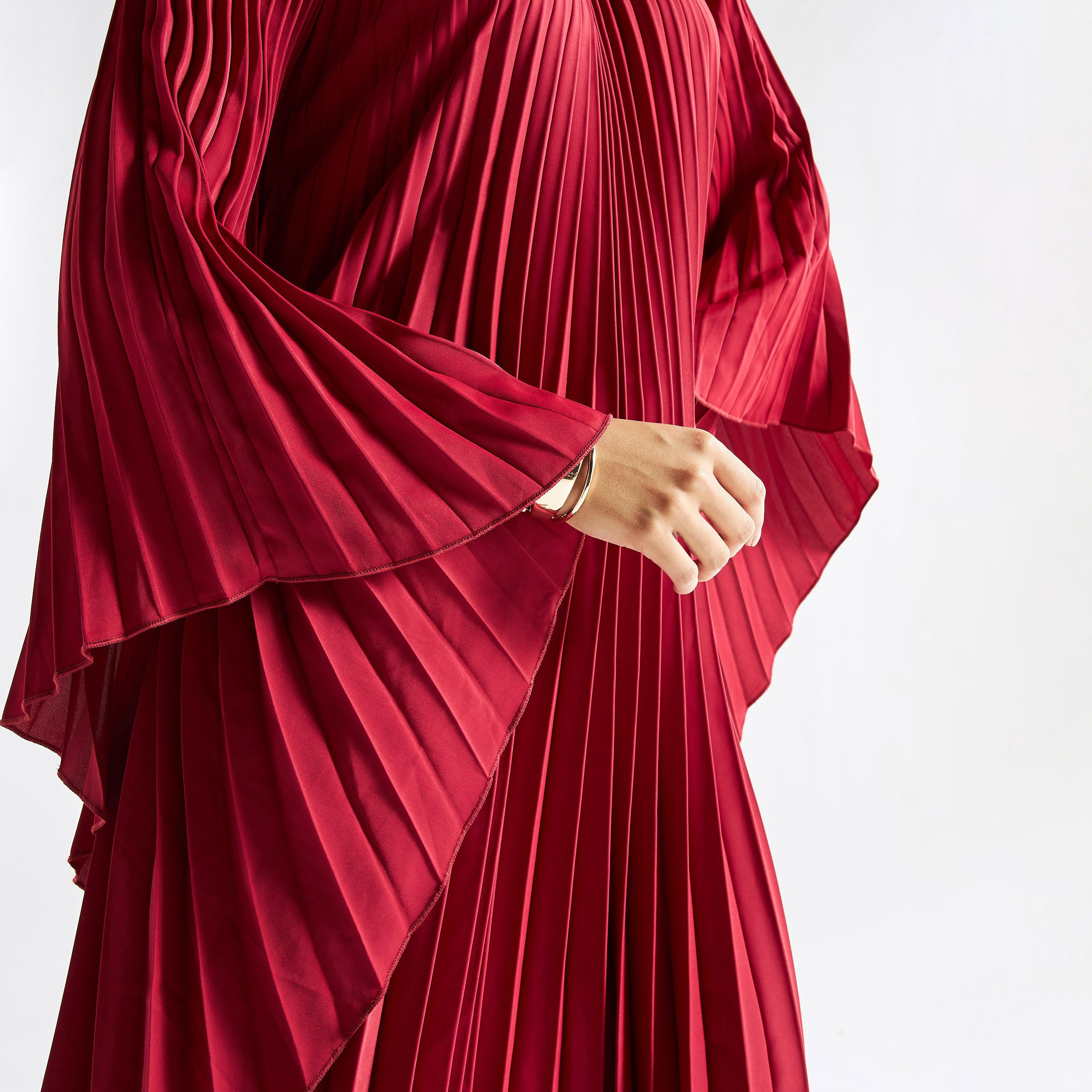 فستان طويل بكسرات وأكمام واسعة-women-clothing-dresses-image-4
