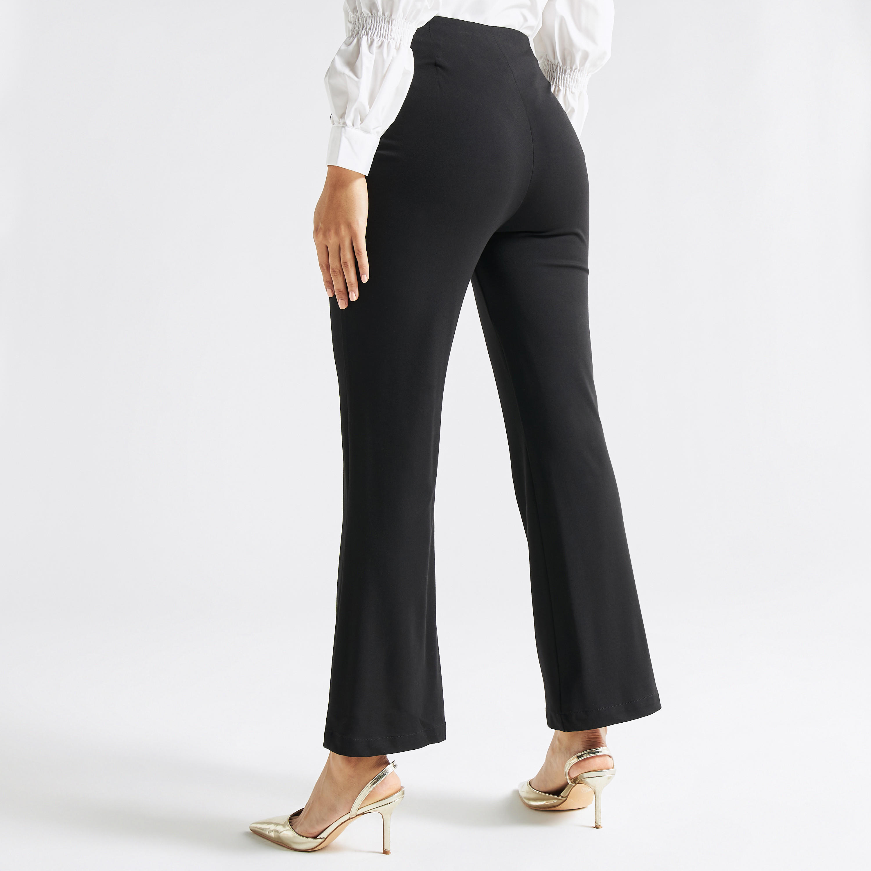 بنطلون بونتي بقصة عادية مع خصر مطاطي وجيوب-women-clothing-bottoms-trousers-image-3