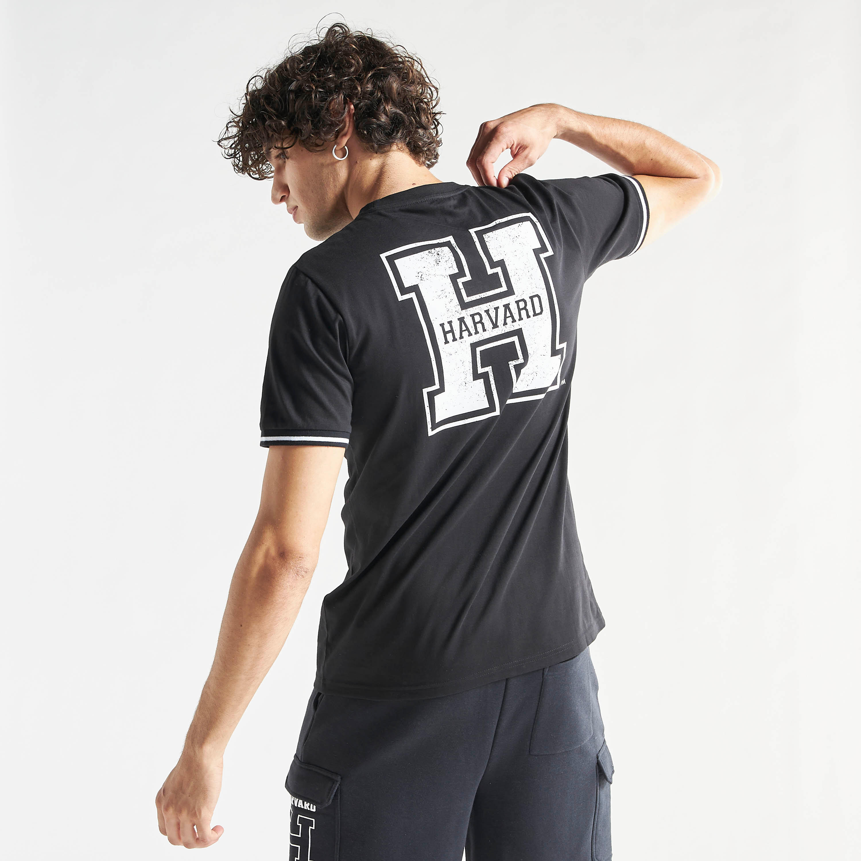 Harvard University Logo Print Crew Neck T-shirt with Short Sleeves -men-clothing-tshirtsandpolos-tshirts-image-1