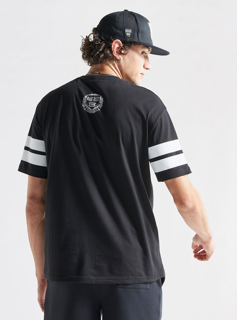 Harvard University Logo Print Crew Neck T-shirt with Short Sleeves-men-clothing-tshirtsandpolos-tshirts-image-3