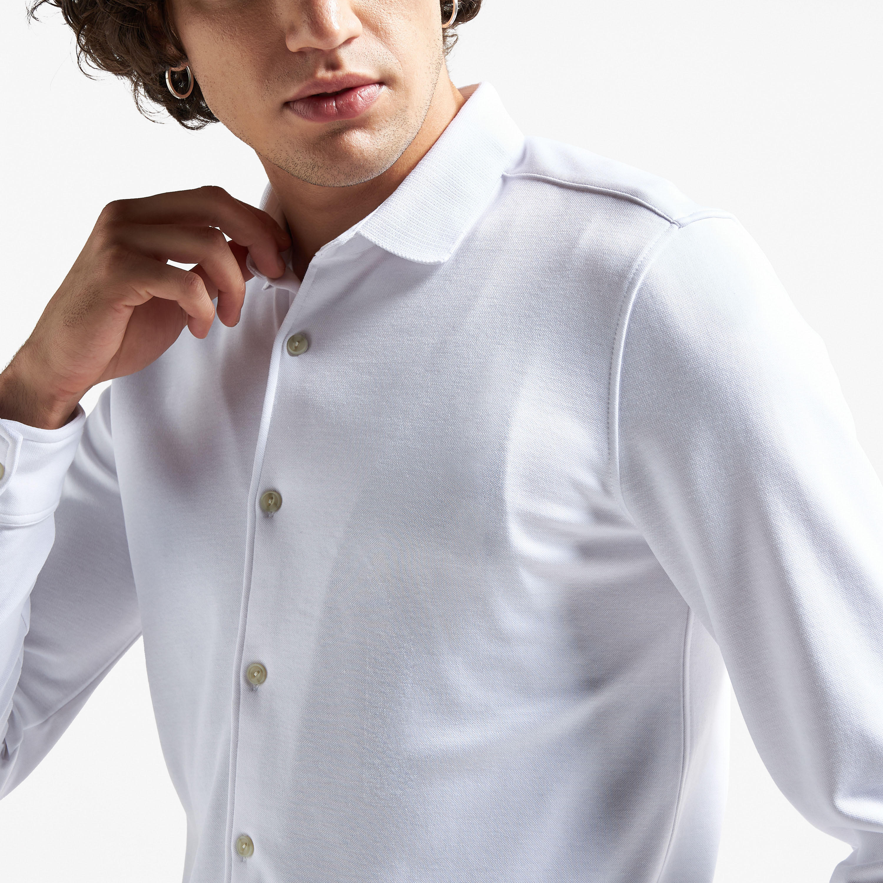 Solid Shirt with Long Sleeves and Curved Hem-men-clothing-shirts-image-4