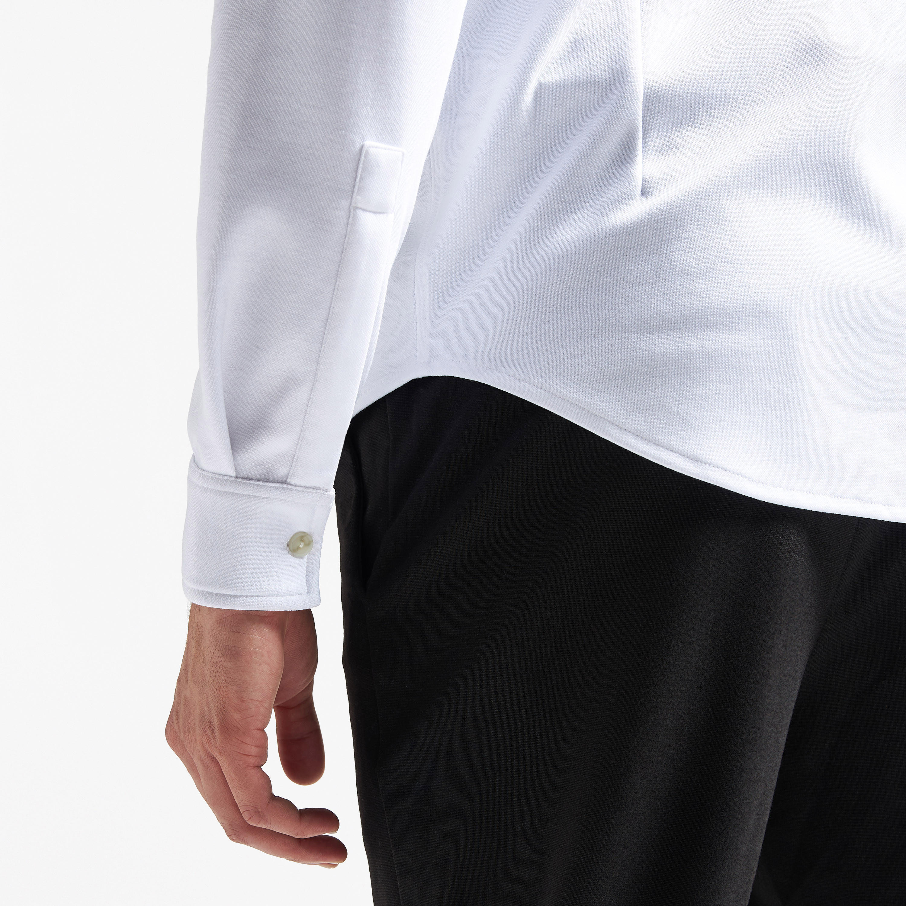 Solid Shirt with Long Sleeves and Curved Hem-men-clothing-shirts-image-5