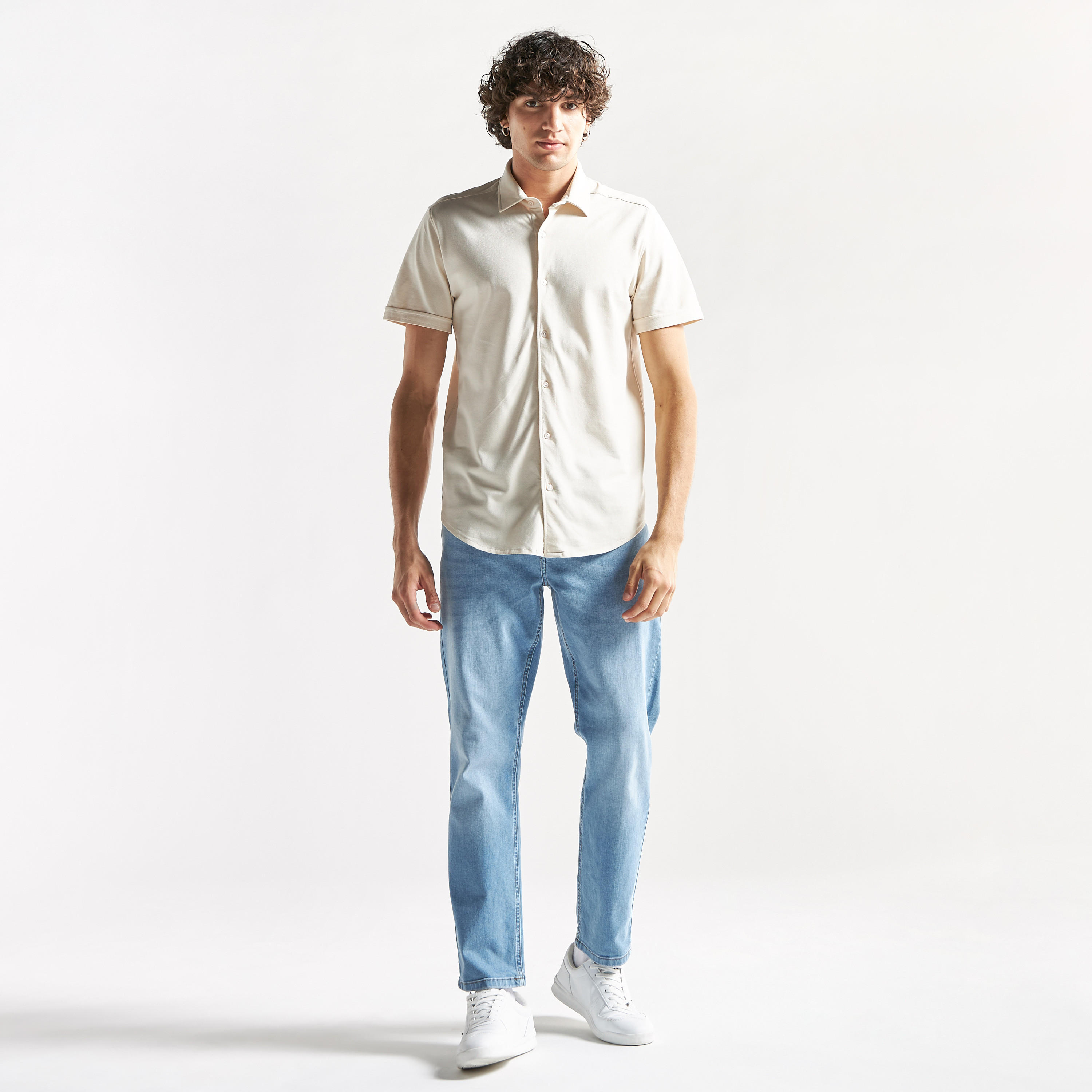 Textured Shirt with Short Sleeves-men-clothing-shirts-image-2