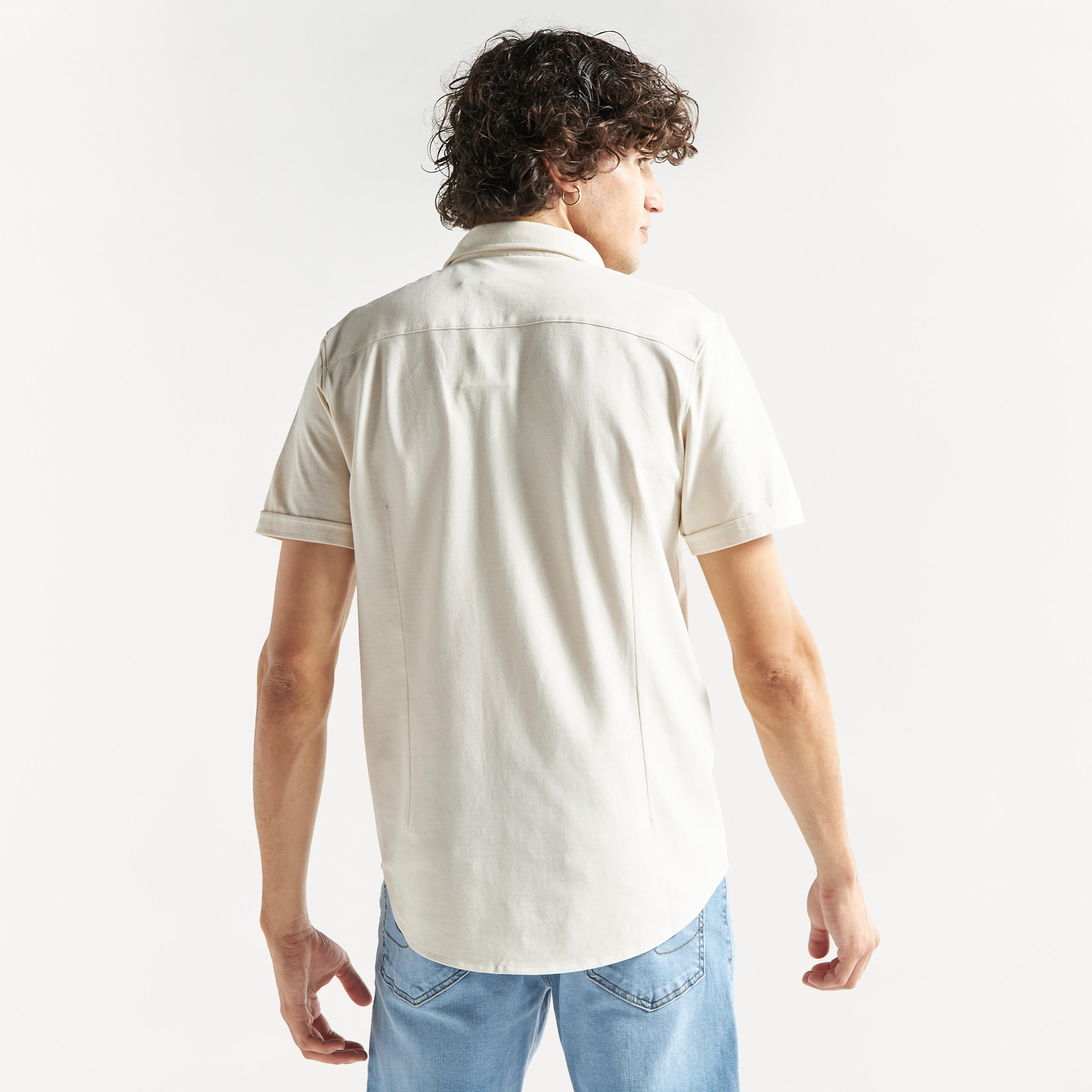 Textured Shirt with Short Sleeves-men-clothing-shirts-image-3