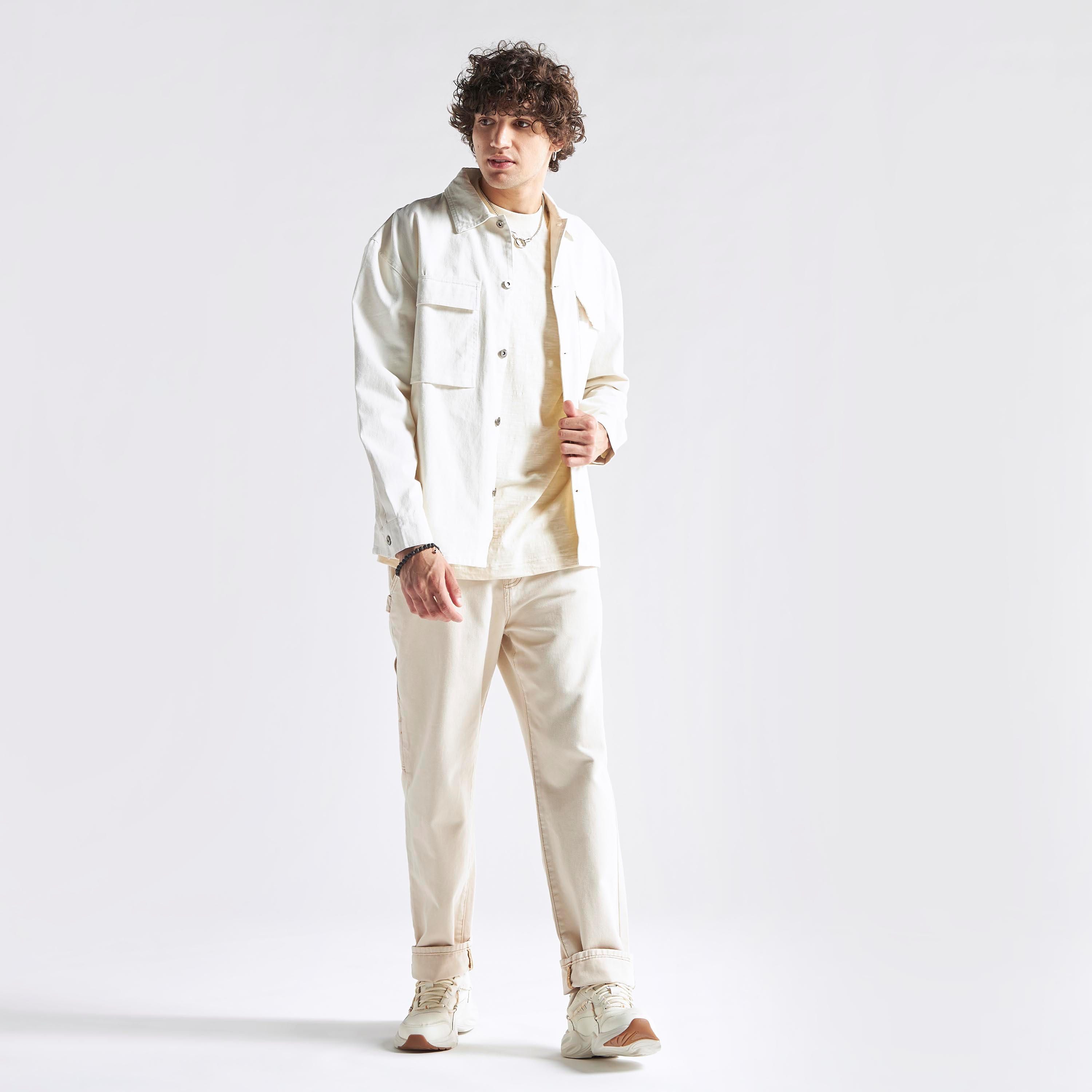 تيشيرت بارز الملمس فضفاض مع ياقة ضيقة وأكمام قصيرة-men-clothing-tshirtsandpolos-tshirts-image-3
