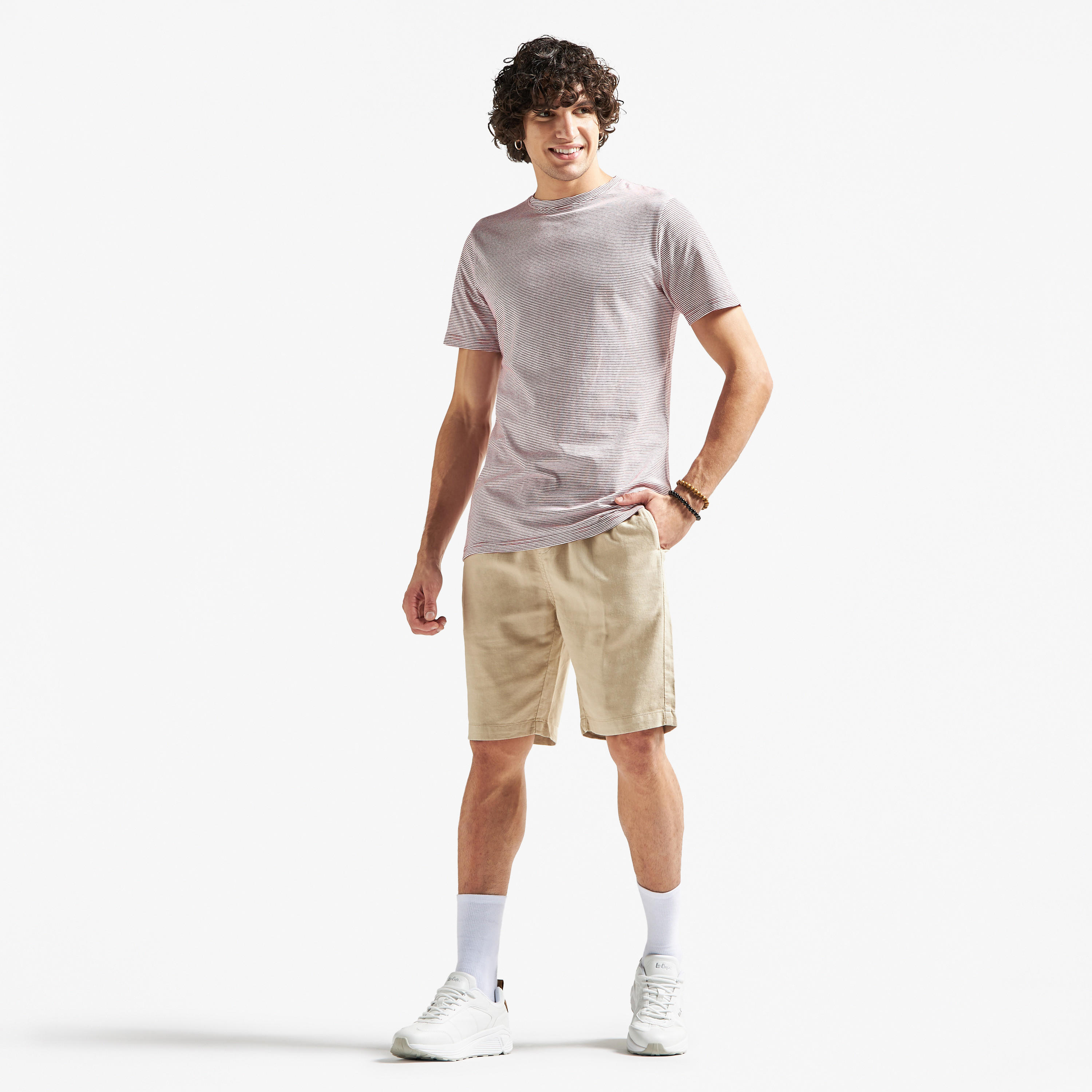 تيشيرت مقلّم بياقة ضيقة وأكمام قصيرة-men-clothing-tshirtsandpolos-tshirts-image-3