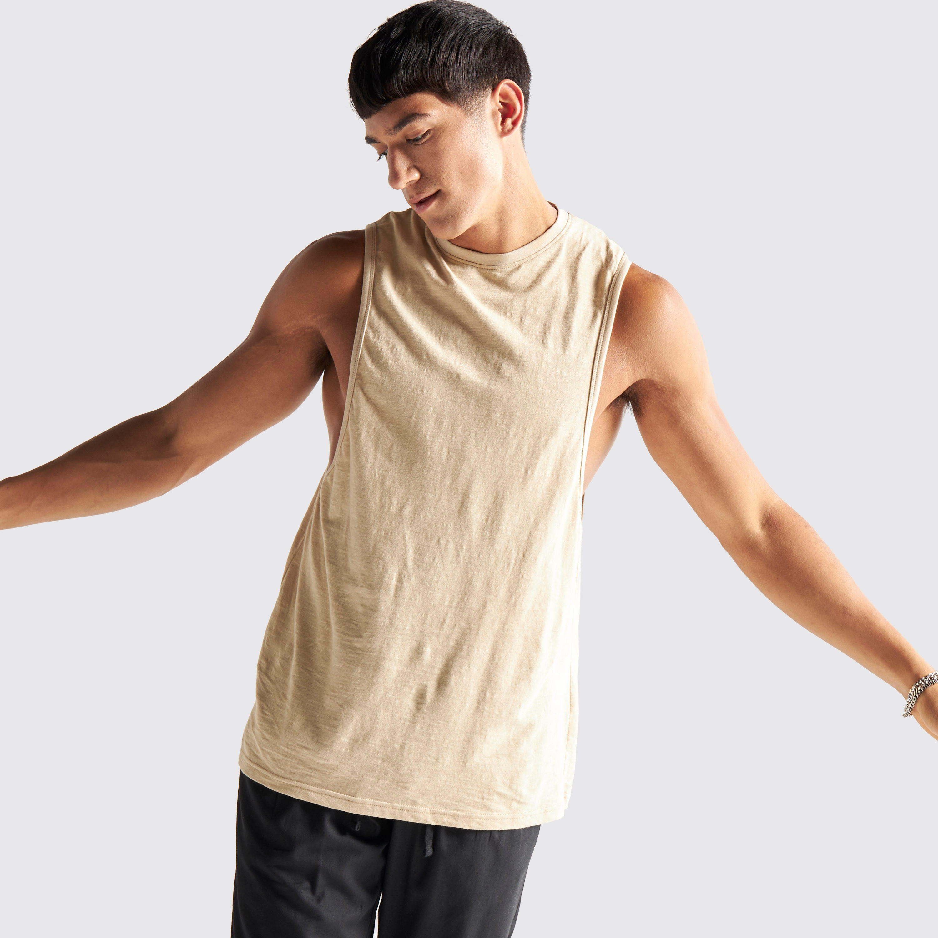 Solid Sleeveless T-shirt with Crew Neck-men-clothing-tshirtsandpolos-tshirts-image-1