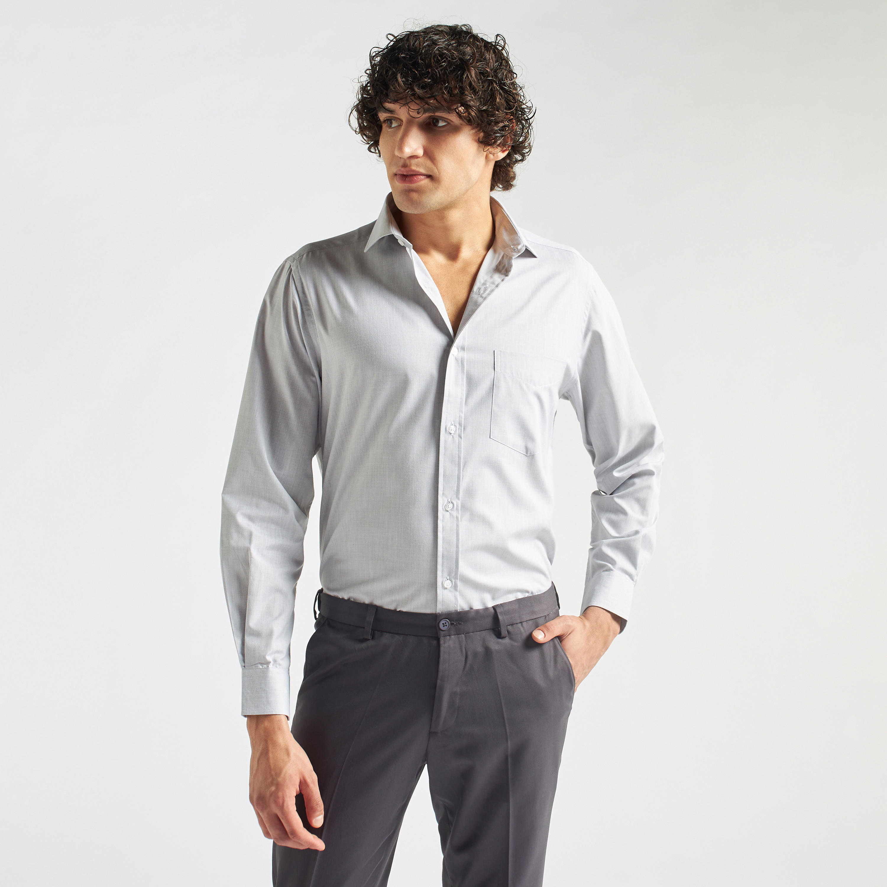 Solid Shirt with Pocket and Long Sleeves-men-clothing-shirts-image-1