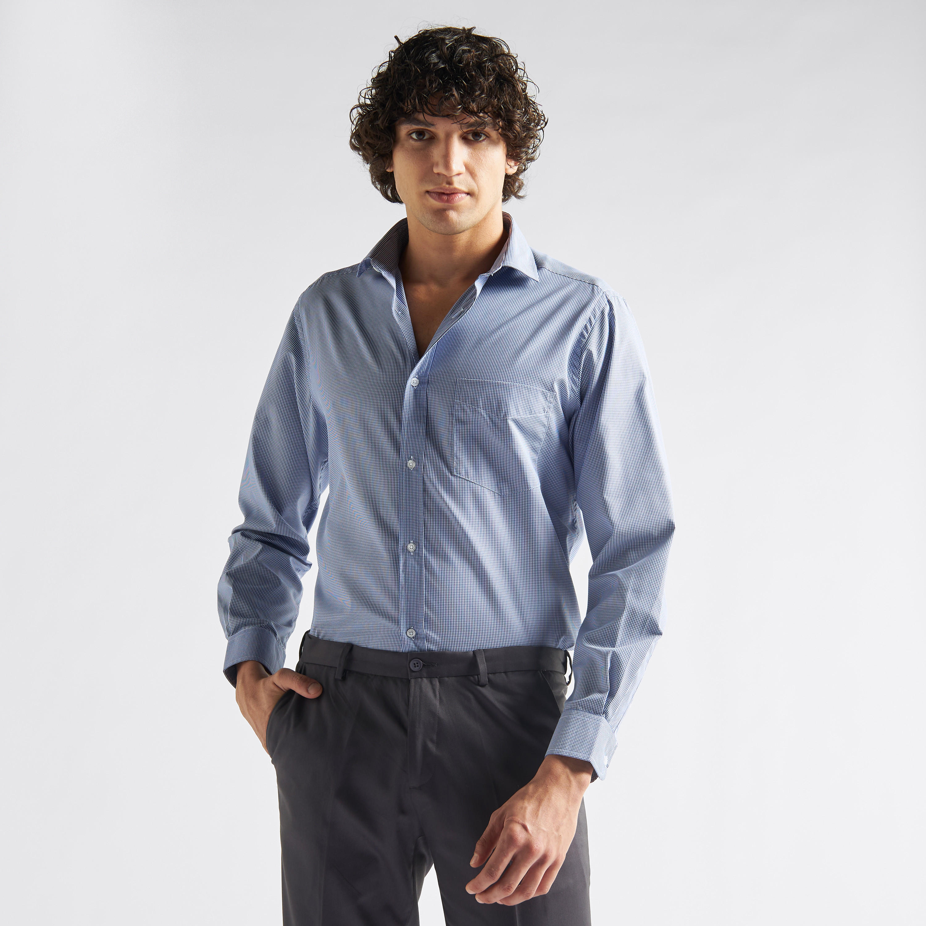 قميص كاروهات بأكمام طويلة وجيب-men-clothing-shirts-image-1