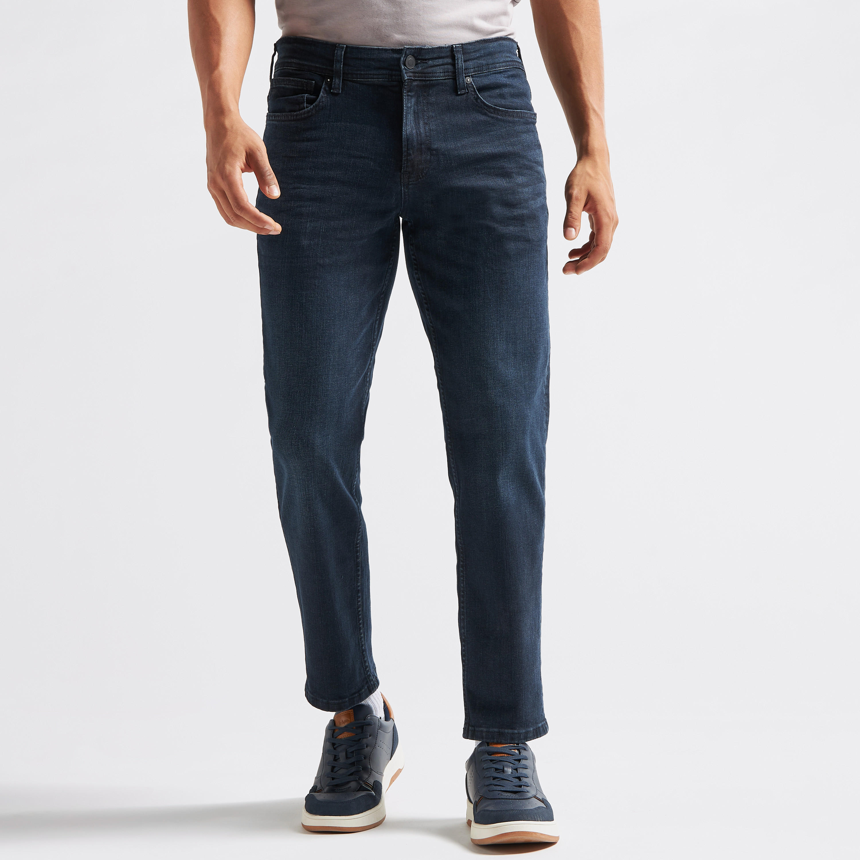 Slim Fit Faded Cropped Jeans with 5 Pockets-men-clothing-bottoms-jeans-image-1