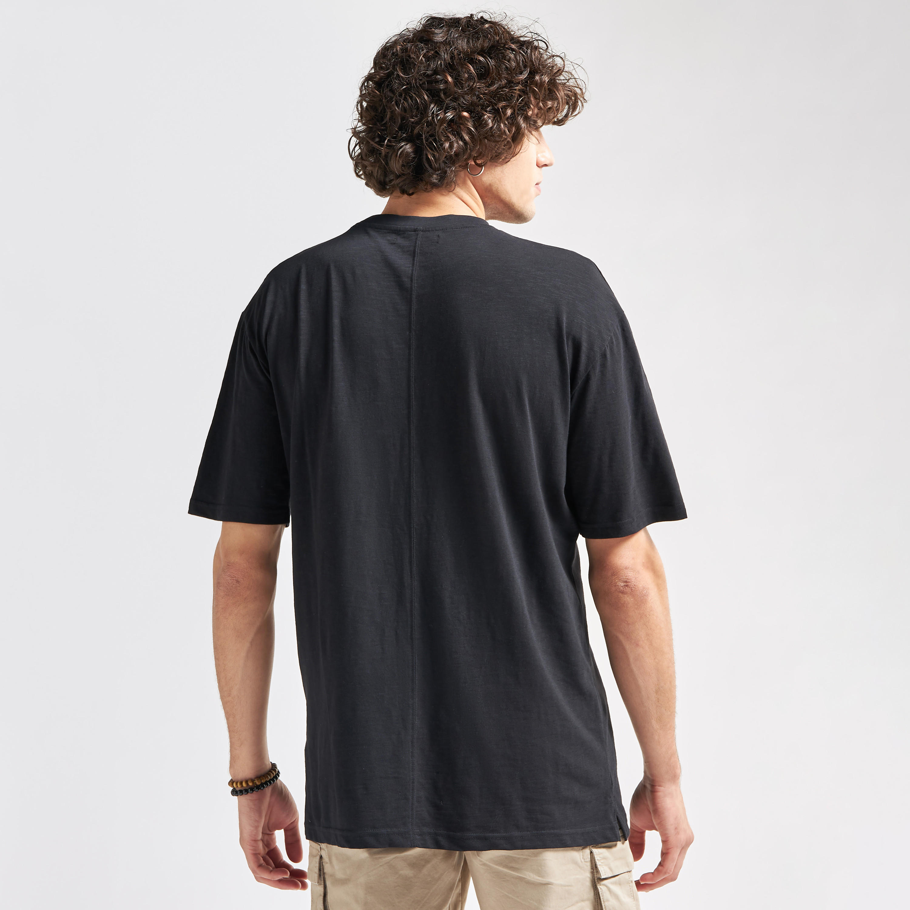 Solid Oversized T-shirt with Short Sleeves and Crew Neck-men-clothing-tshirtsandpolos-tshirts-image-3