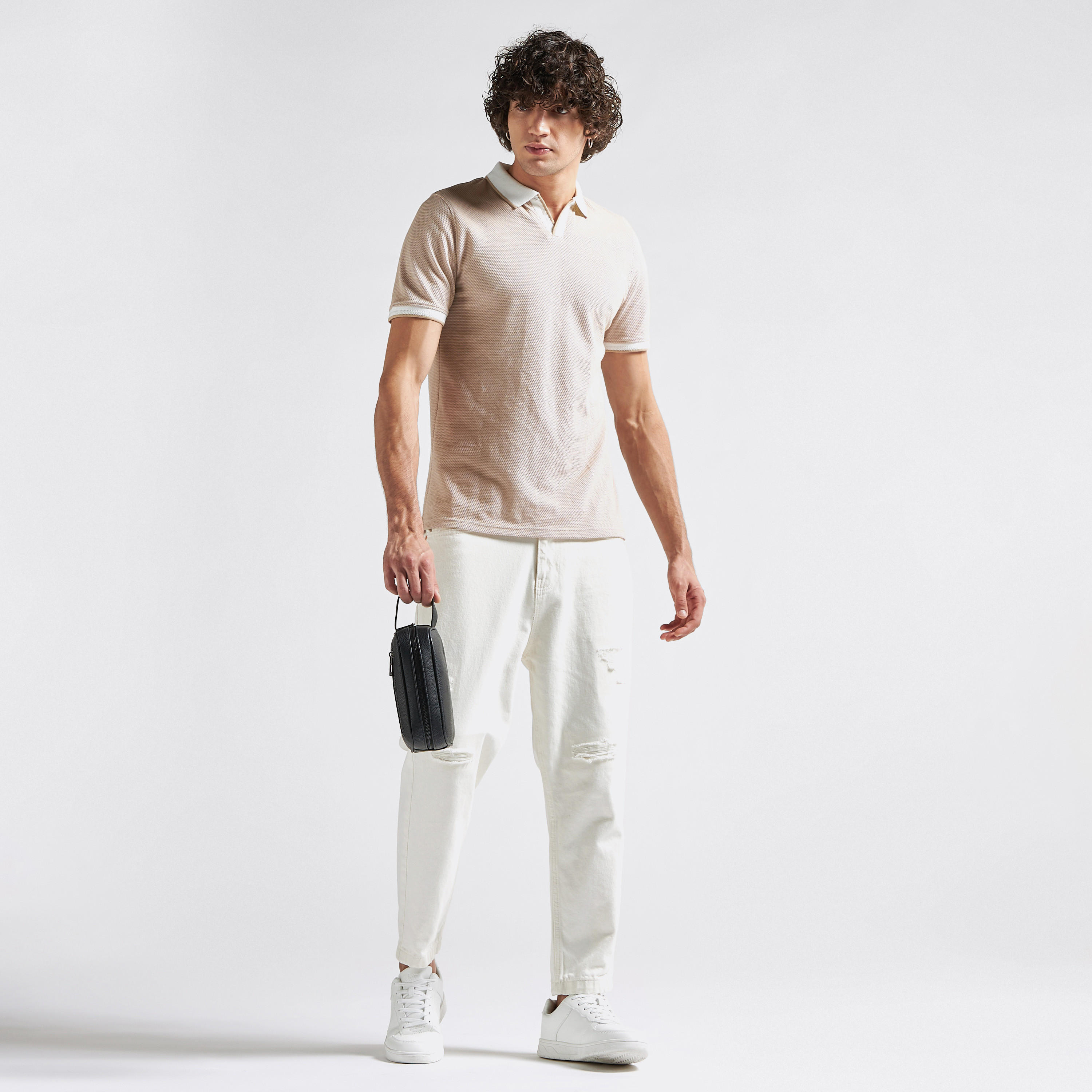 تيشيرت بولو بارز الملمس بأكمام قصيرة-men-clothing-tshirtsandpolos-polos-image-2
