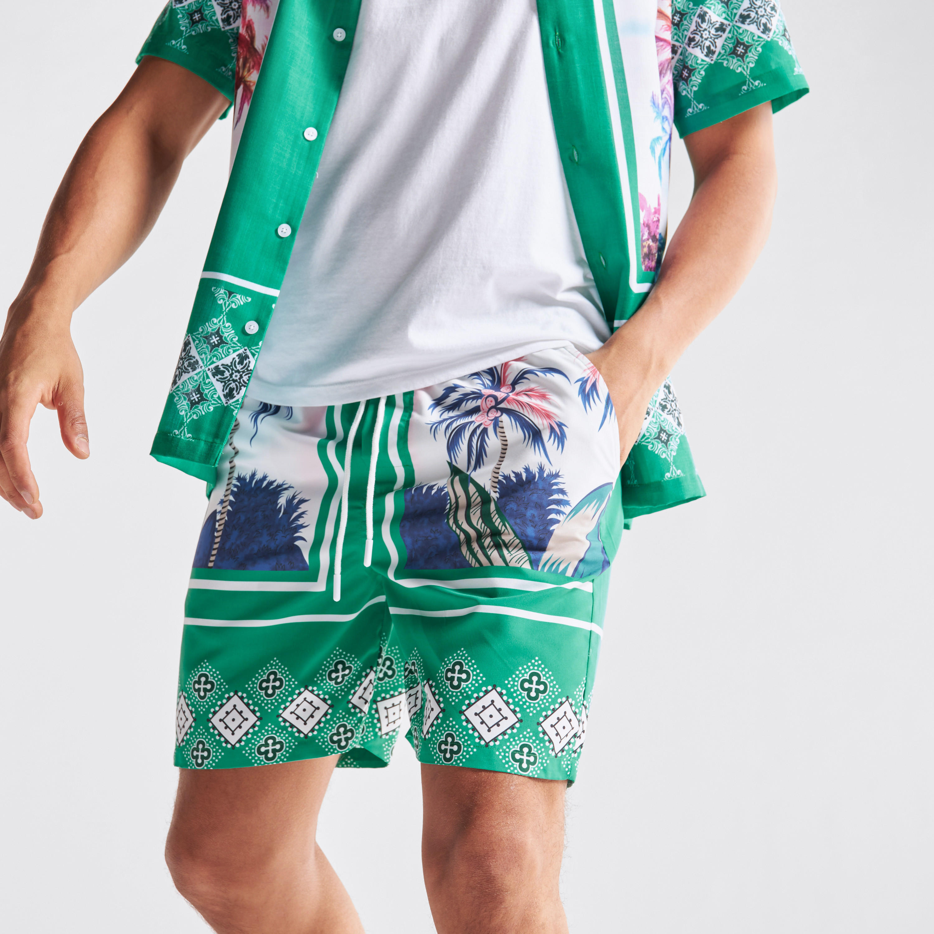 Printed Shorts with Drawstring Closure and Pockets-men-clothing-bottoms-shorts-image-1