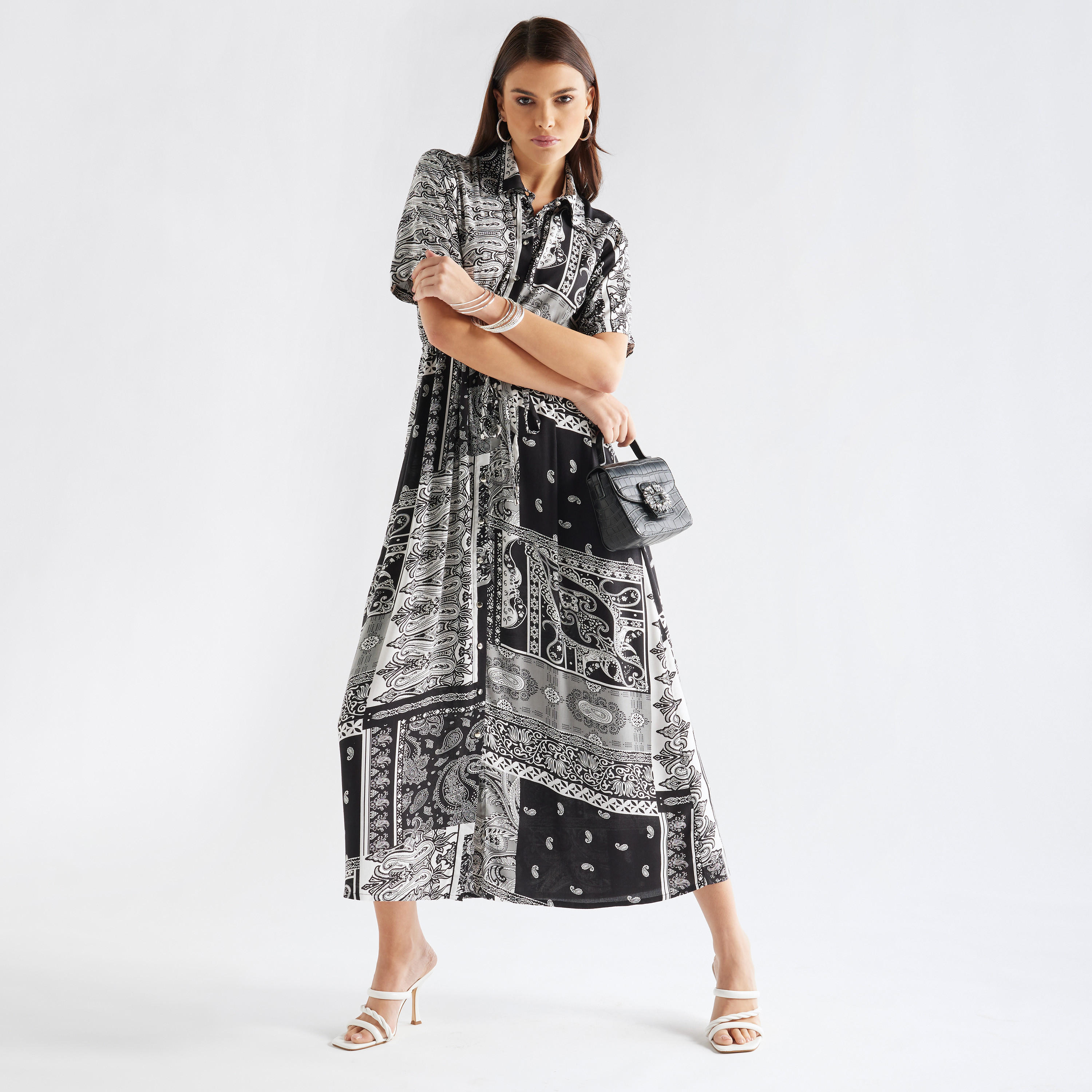 فستان قميص رايون بطبعات وأربطة-women-clothing-dresses-image-1