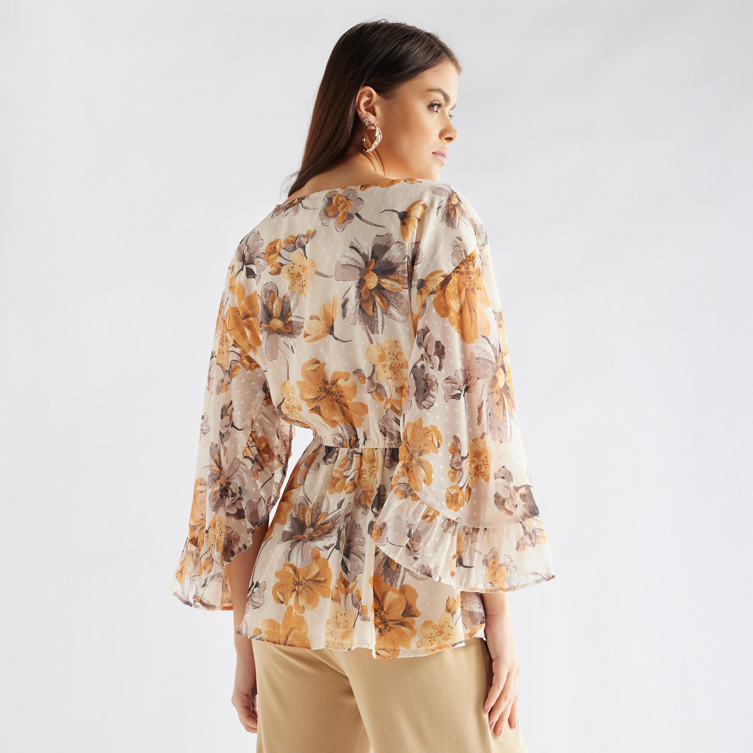 بلوزة بأكمام منفوخة وطبعات أزهار-women-clothing-shirtsandblouses-blouses-image-3
