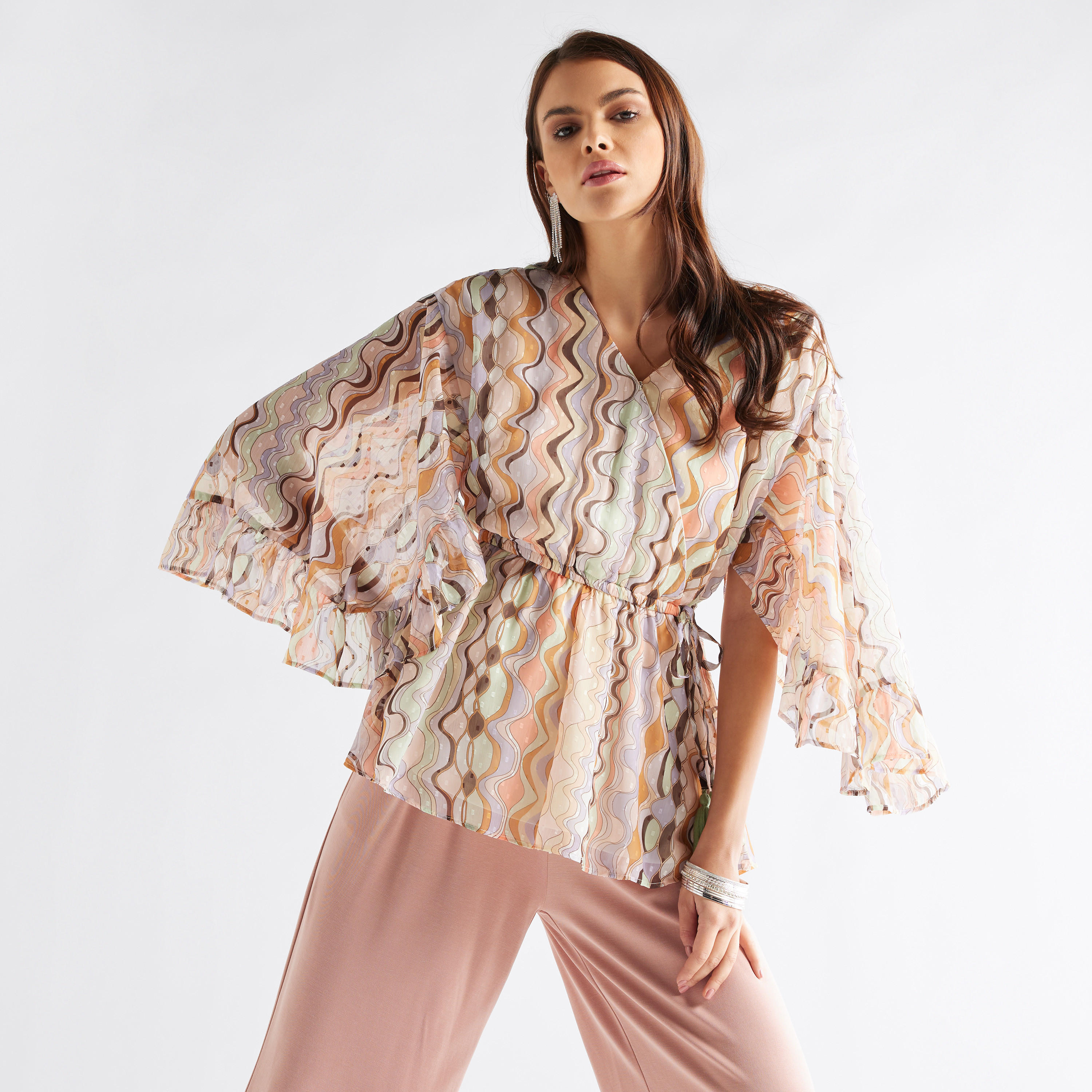 All-Over Print Top with Volume Sleeves-women-clothing-shirtsandblouses-blouses-image-1
