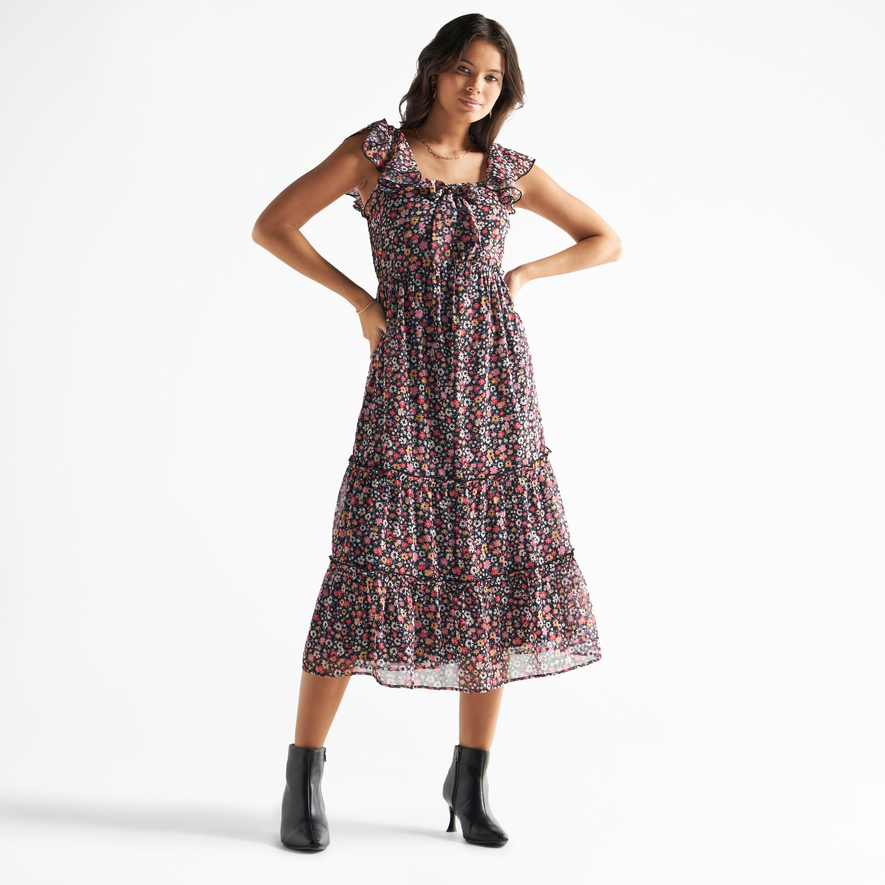 فستان دون أكمام بفيونكة وطبعات أزهار-women-clothing-dresses-image-2