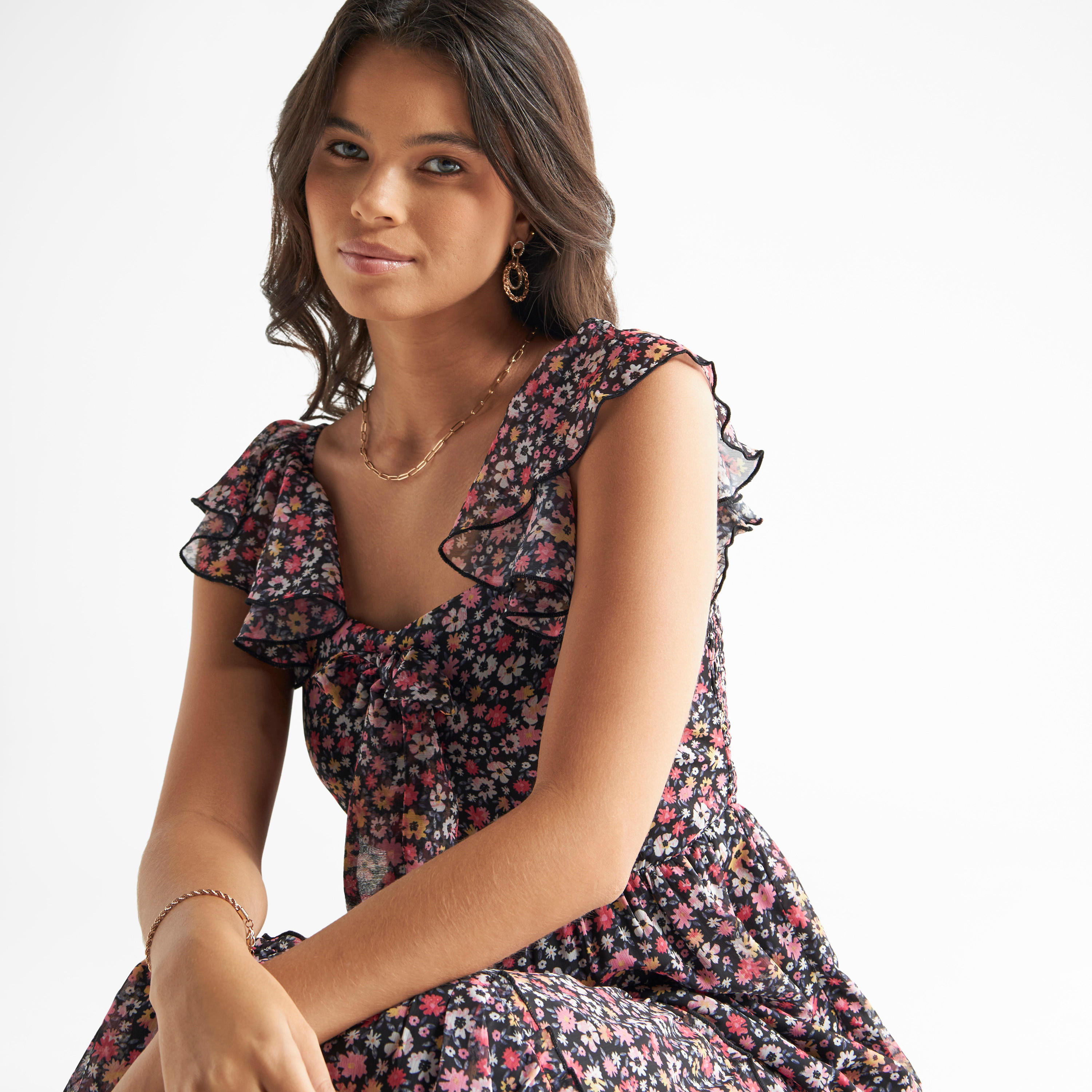 فستان دون أكمام بفيونكة وطبعات أزهار-women-clothing-dresses-image-4