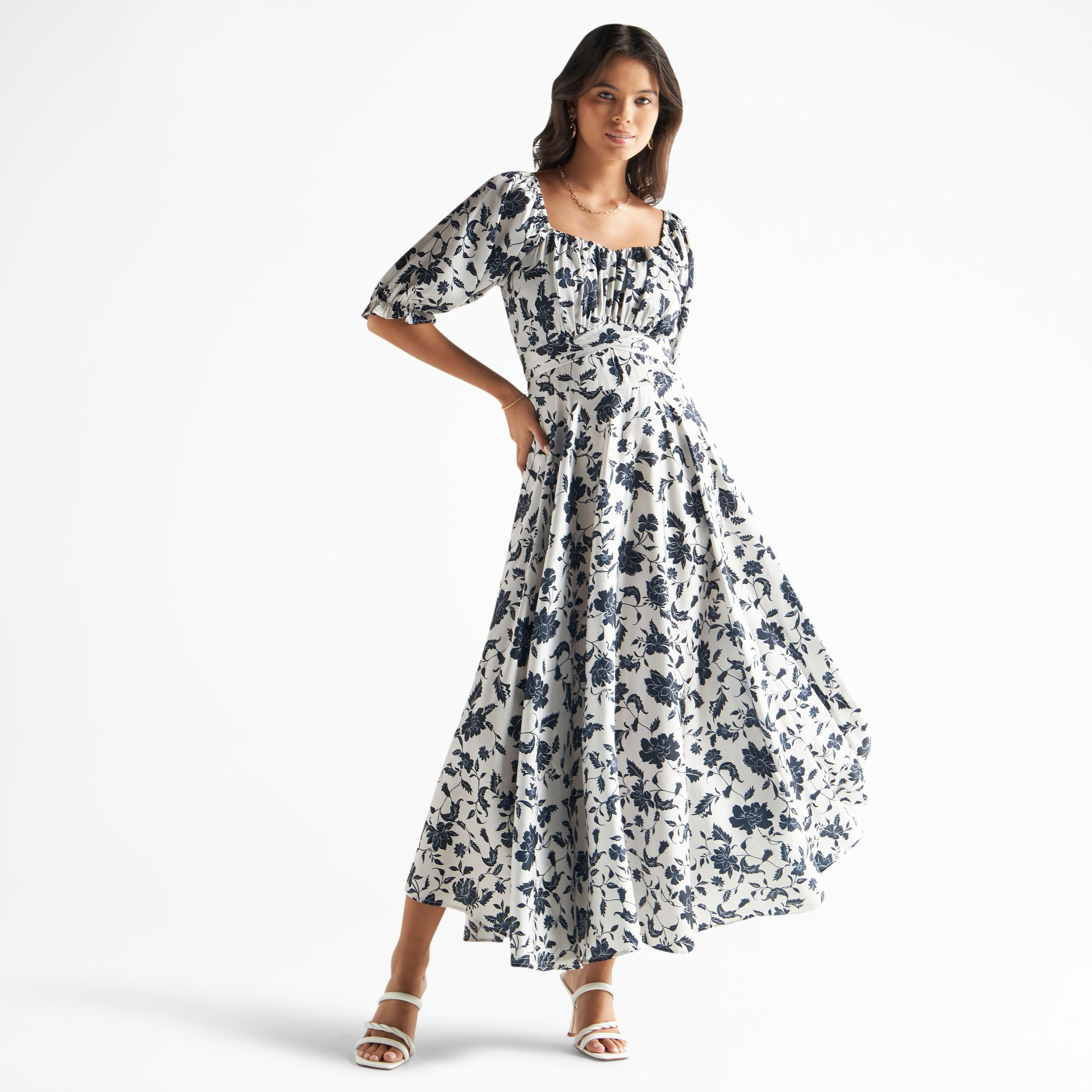 فستان بحزام ربط وطبعات أزهار-women-clothing-dresses-image-1