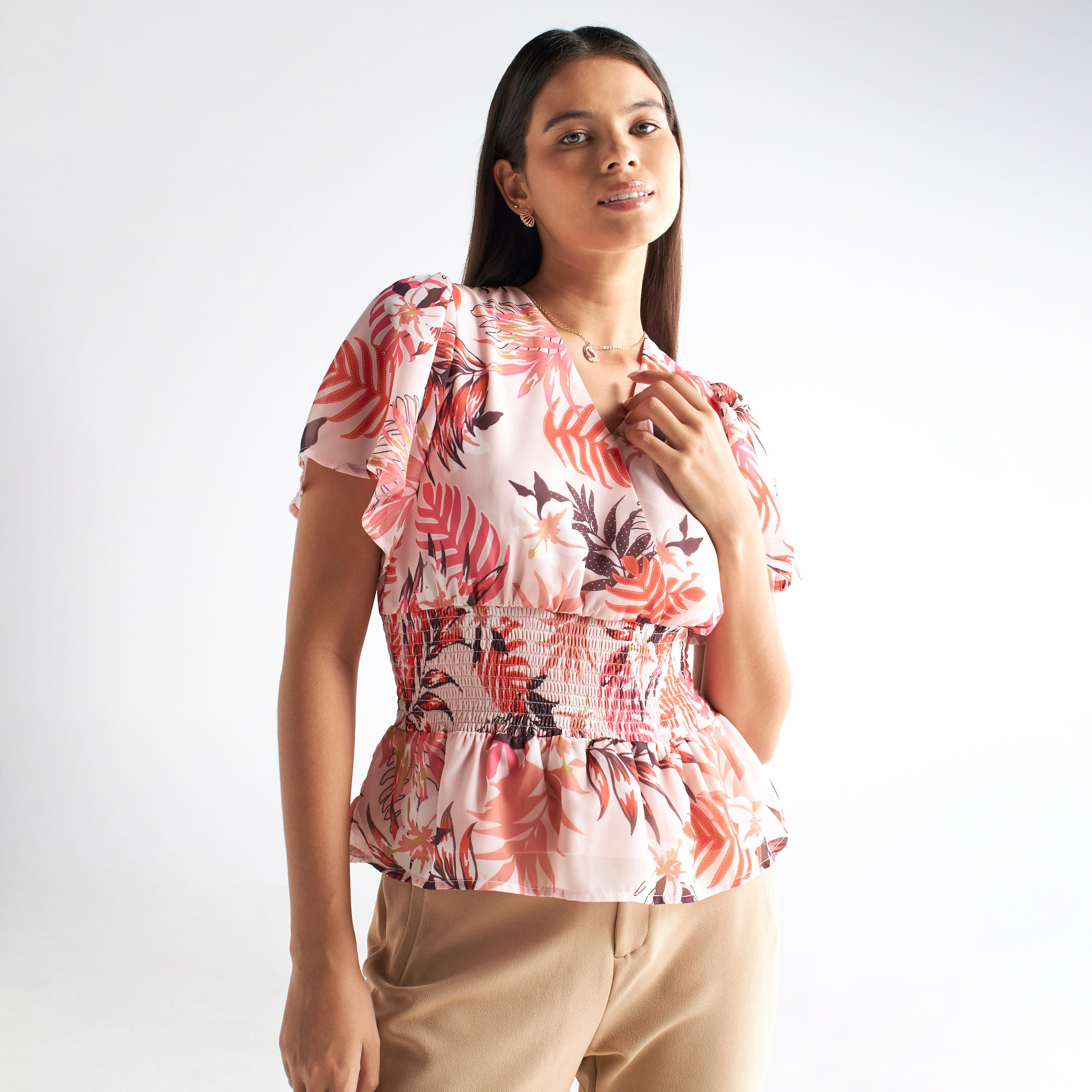 قميص بأكمام منفوخة وطبعات-women-clothing-shirtsandblouses-shirts-image-1