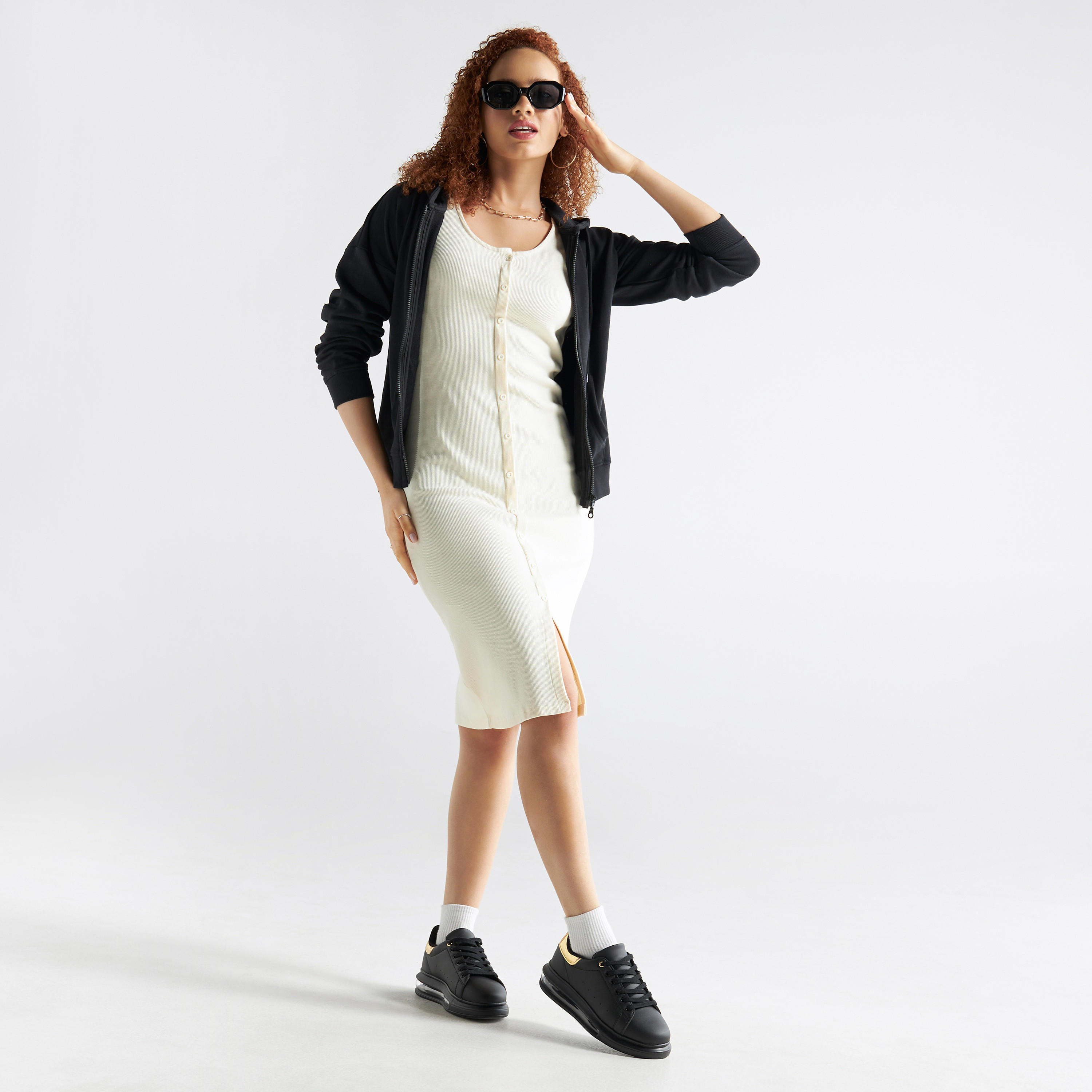فستان مضلع دون أكمام بقصّة ضيقة وأزرار-women-clothing-dresses-image-3