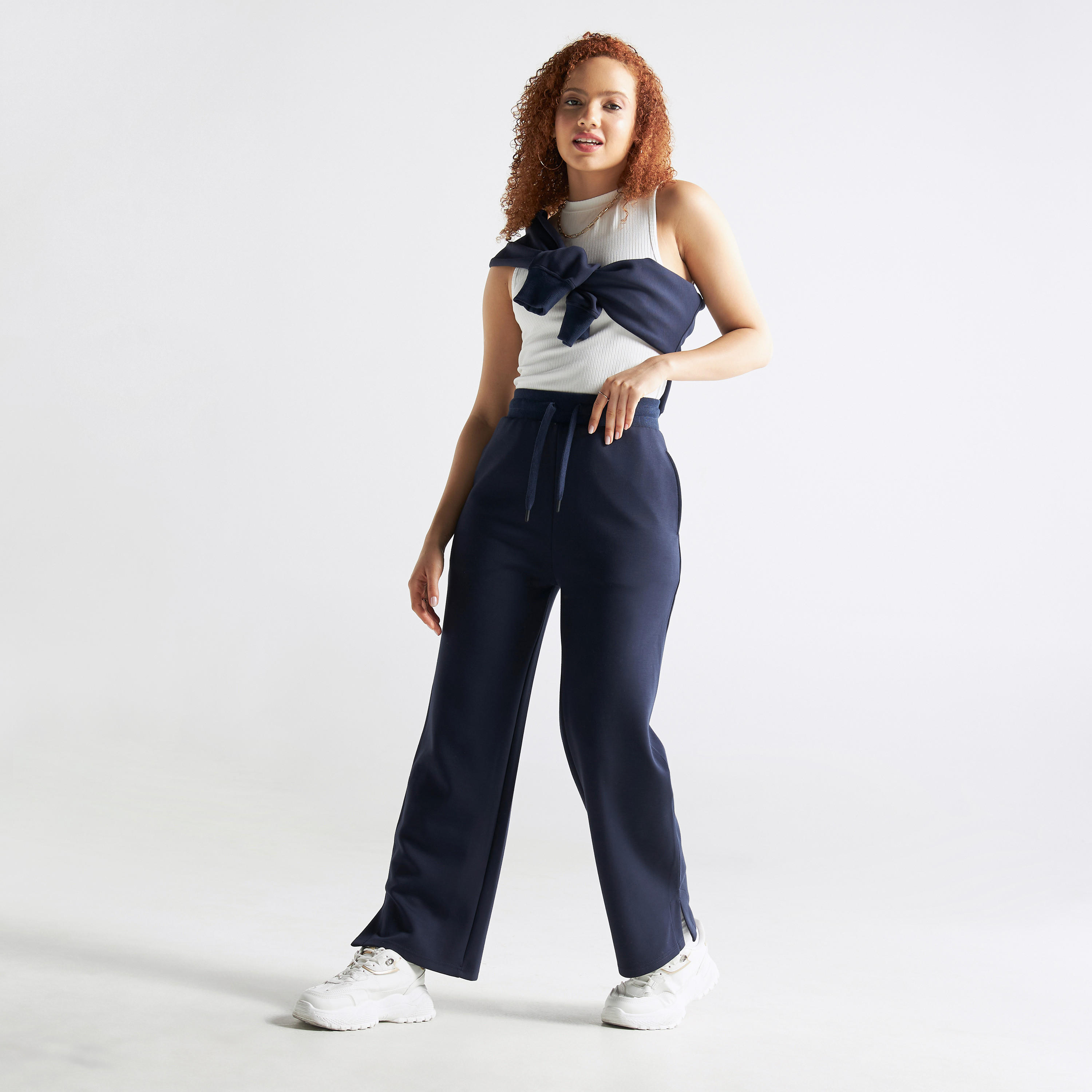 Long Knit Pants with Elasticated Waistband and Pockets-women-clothing-bottoms-trousers-image-2