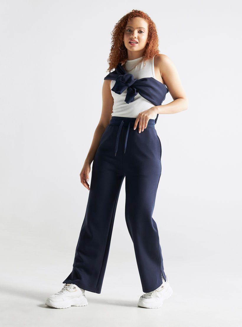 Long Knit Pants with Elasticated Waistband and Pockets-women-clothing-bottoms-trousers-image-2
