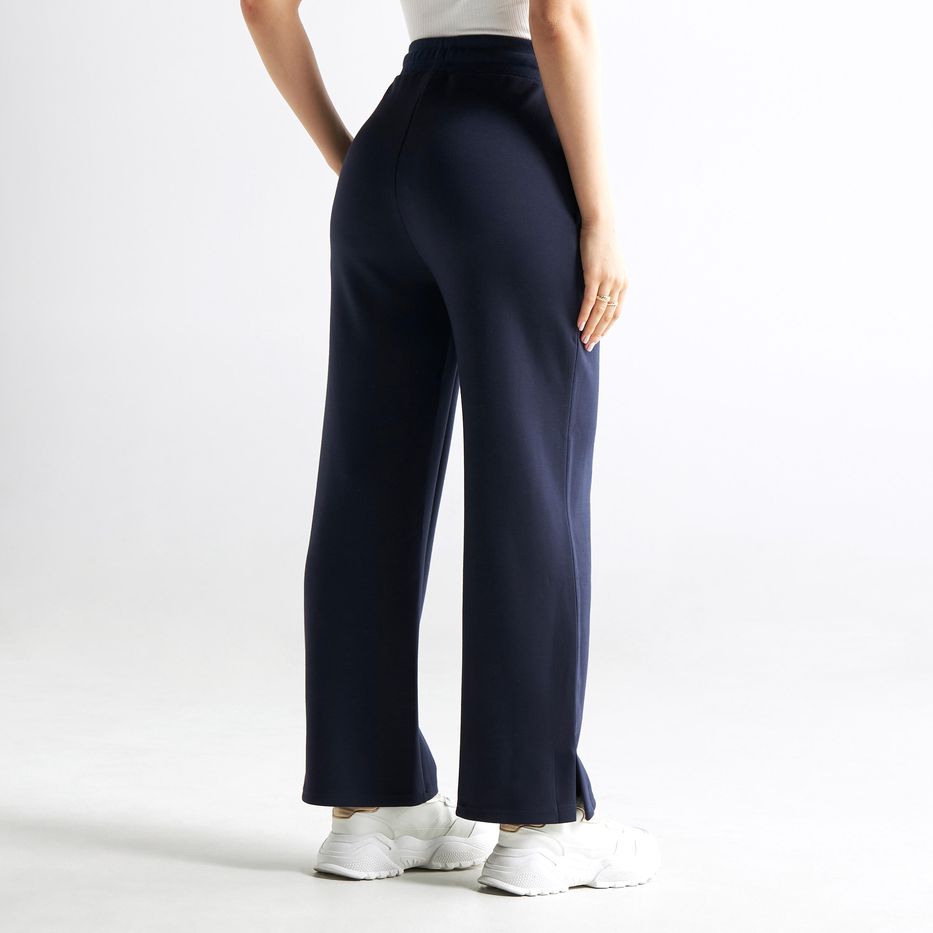 Long Knit Pants with Elasticated Waistband and Pockets-women-clothing-bottoms-trousers-image-3