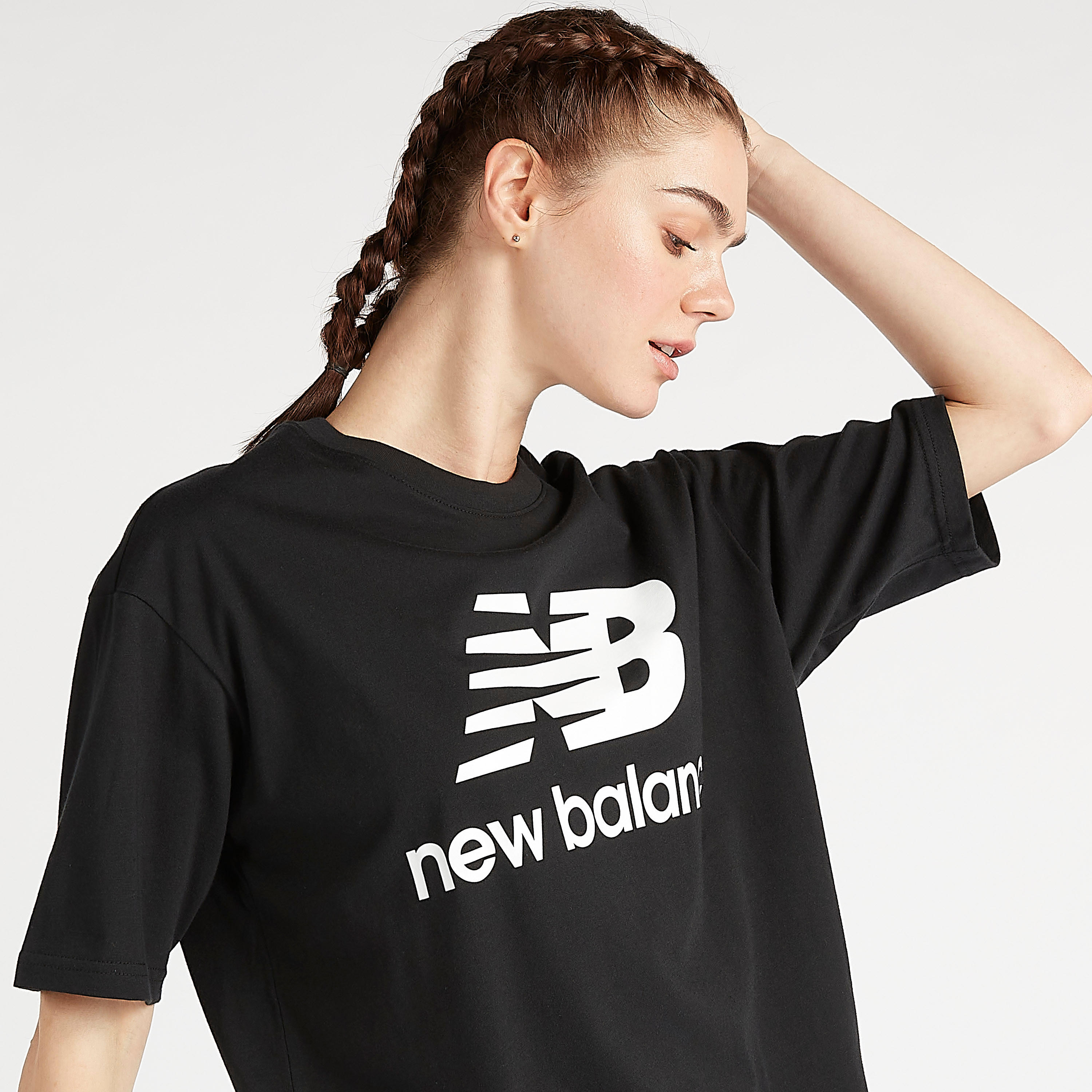 New Balance Essentials Stacked Logo Print T-shirt with Short Sleeves-women-clothing-sportswearandactivewear-tshirtsandvests-image-3