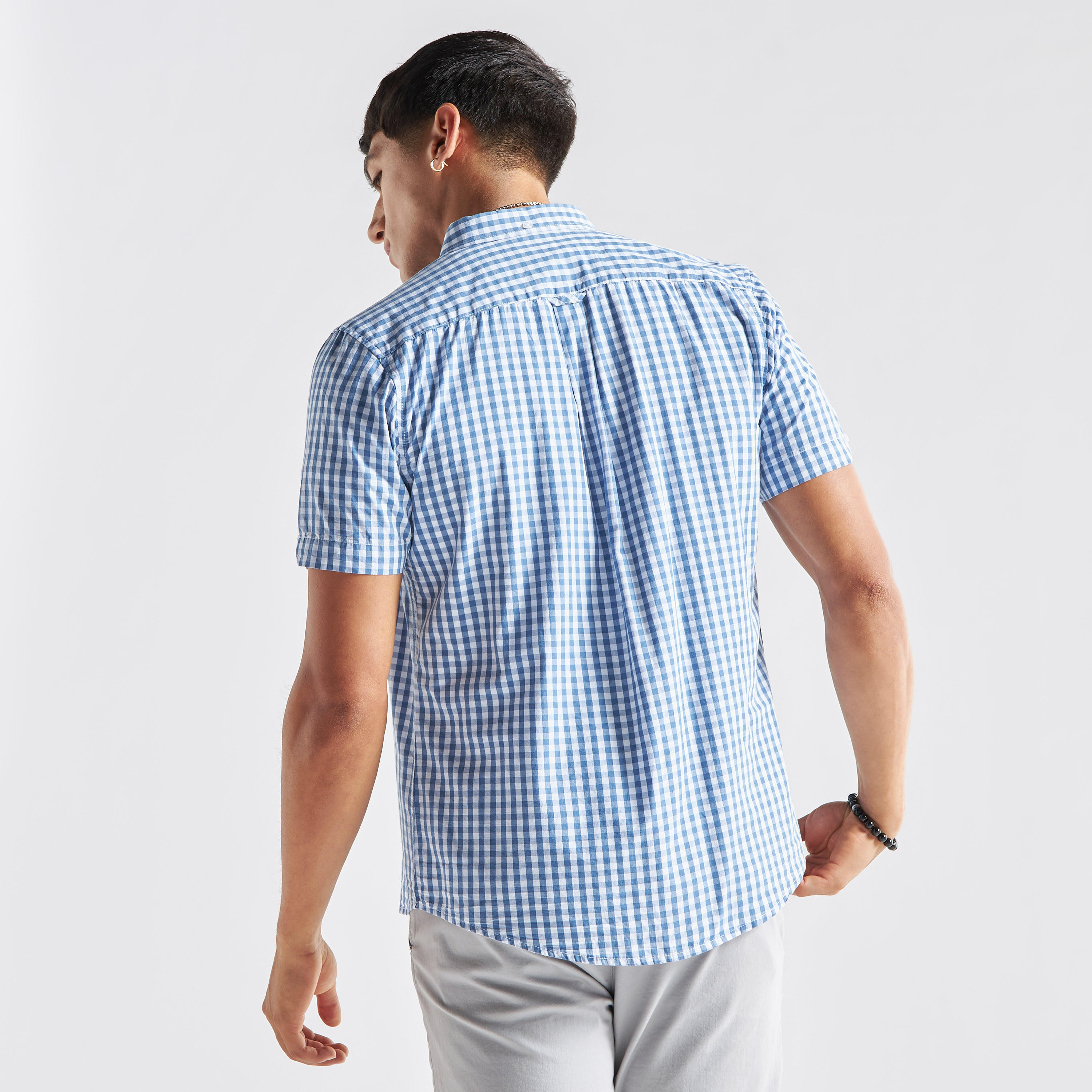 قميص كاروهات بأكمام قصيرة من لي شارك -men-clothing-shirts-image-3