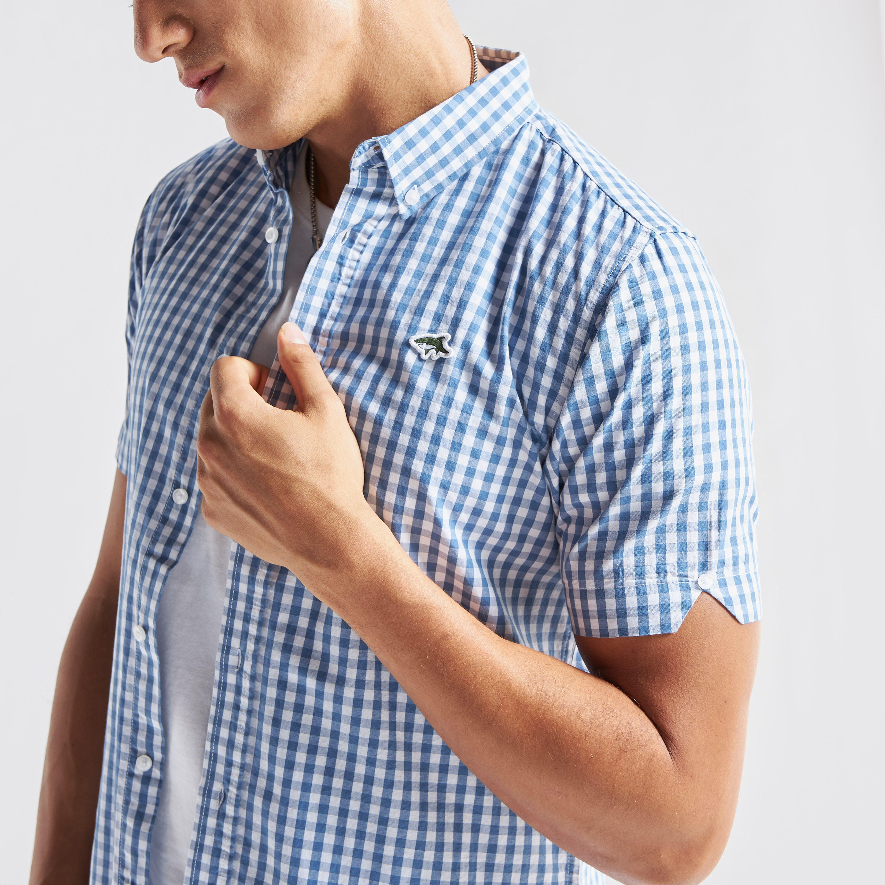 قميص كاروهات بأكمام قصيرة من لي شارك -men-clothing-shirts-image-4