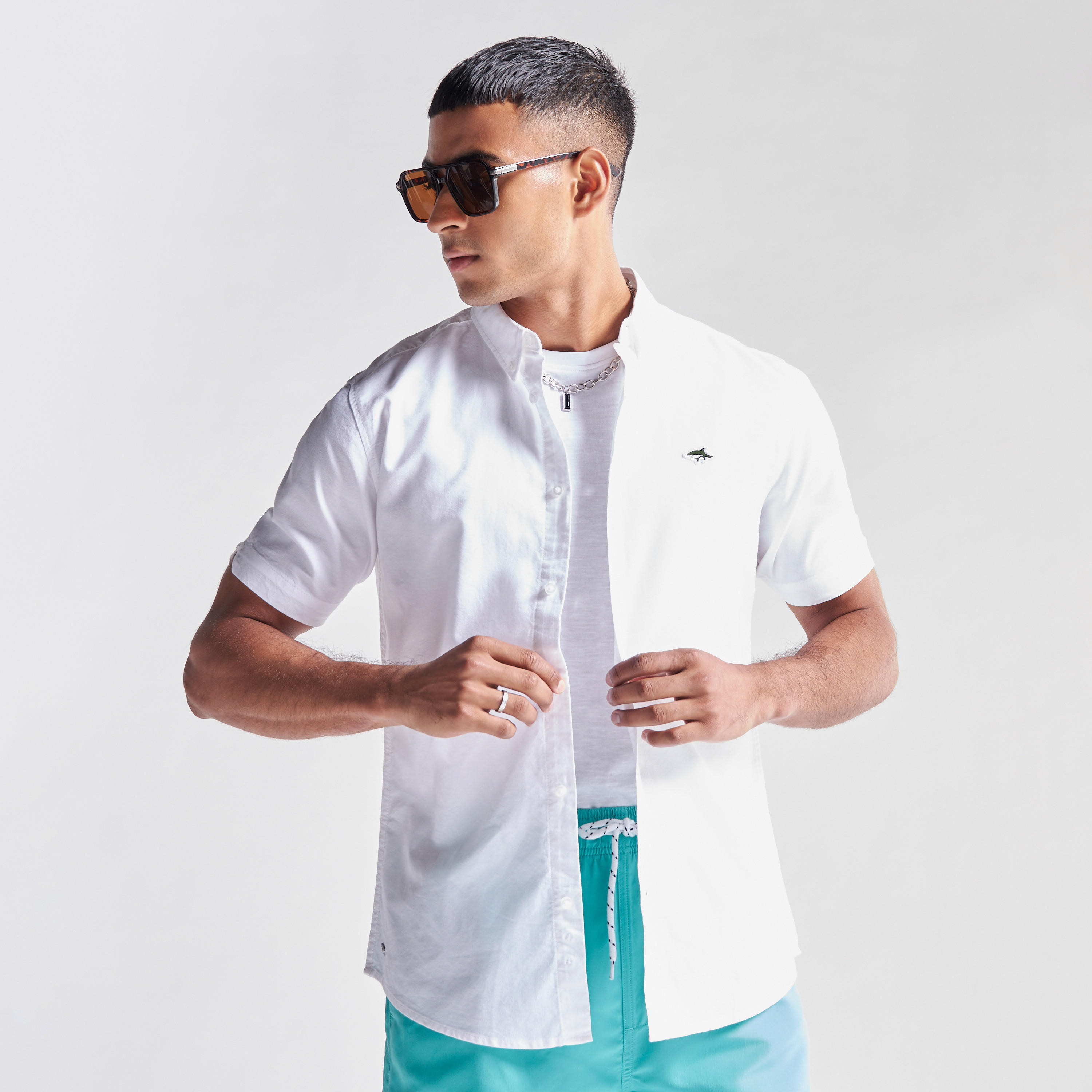 قميص سادة بأكمام قصيرة من لي شارك -men-clothing-shirts-image-1