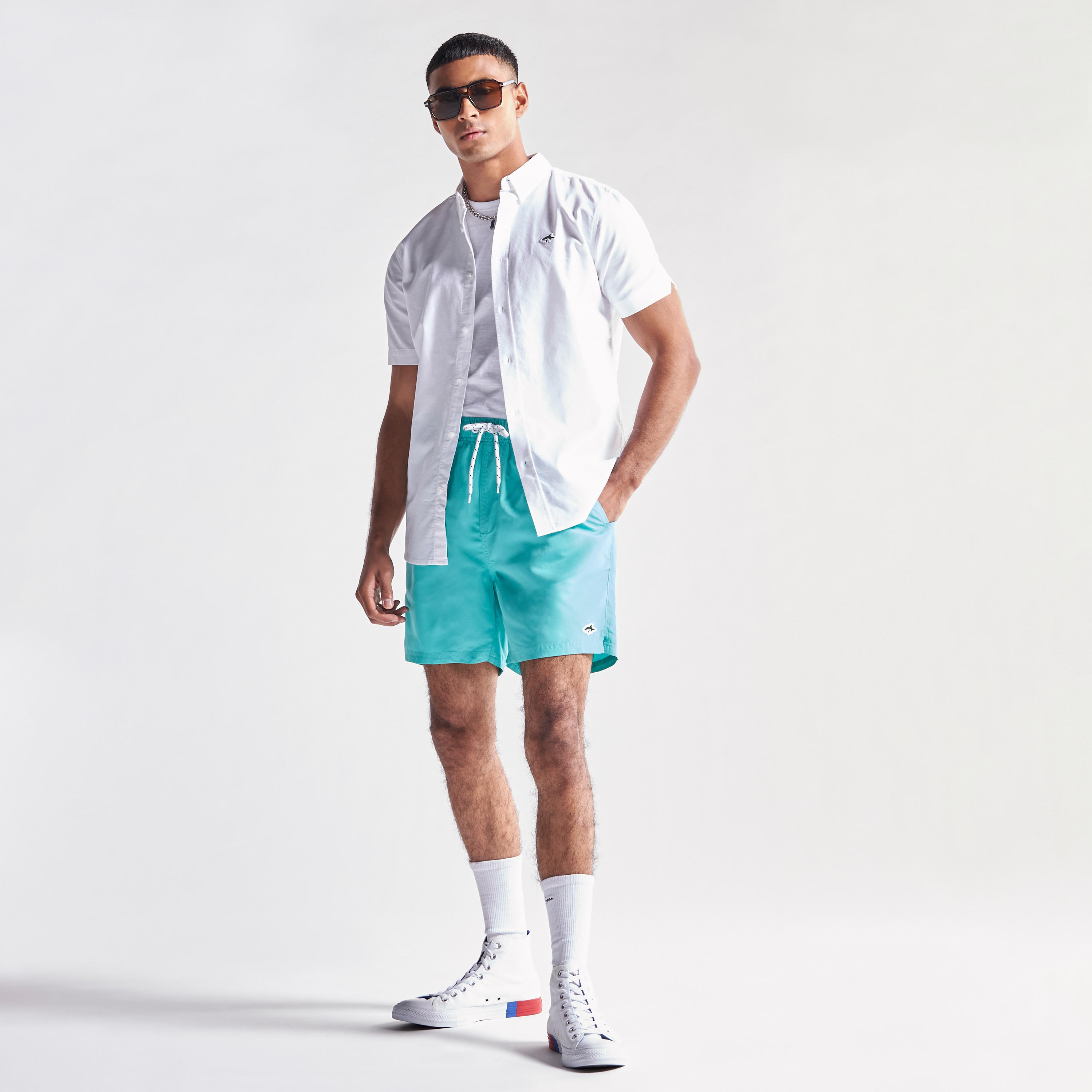 قميص سادة بأكمام قصيرة من لي شارك -men-clothing-shirts-image-2