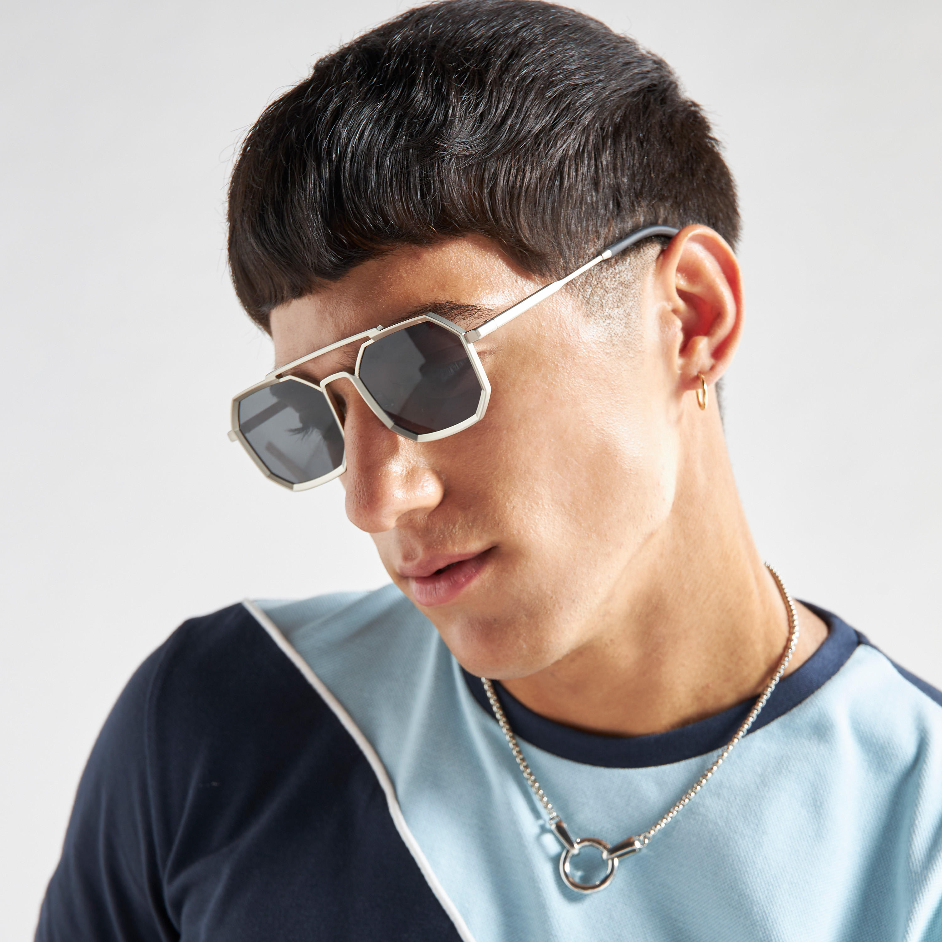 نظارة شمسية بعدسات ملونة وإطار كامل سداسي ووسادات أنف-men-sunglasses-image-2